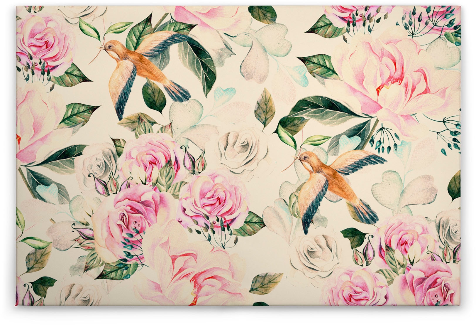 A.S. Création Leinwandbild »Paradise«, Kunst-Blumen-Kinder, (1 St.), Landhaus Keilrahmen Blumen Rosen Blümchen Leinwand-Bild Wohnzimmer