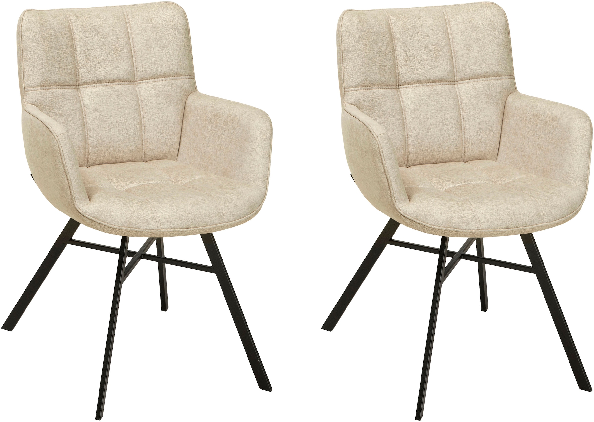 OMG DESIGN Armlehnstuhl »Marcon« (Set) 2 Stk.Esszimmerstuhl, pflegeleichter Bezug Sand + Schwarz