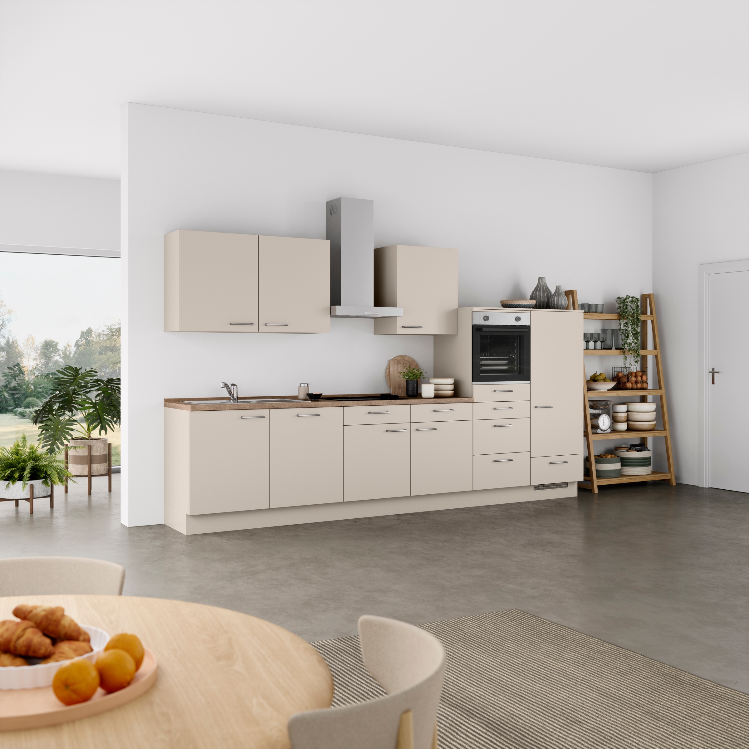 nobilia® Küchenzeile »"Laser I", Ausrichtung wählbar, Breite 360 cm« vormontiert, wahlw. mit unterschiedlichen E-Geräten-Sets