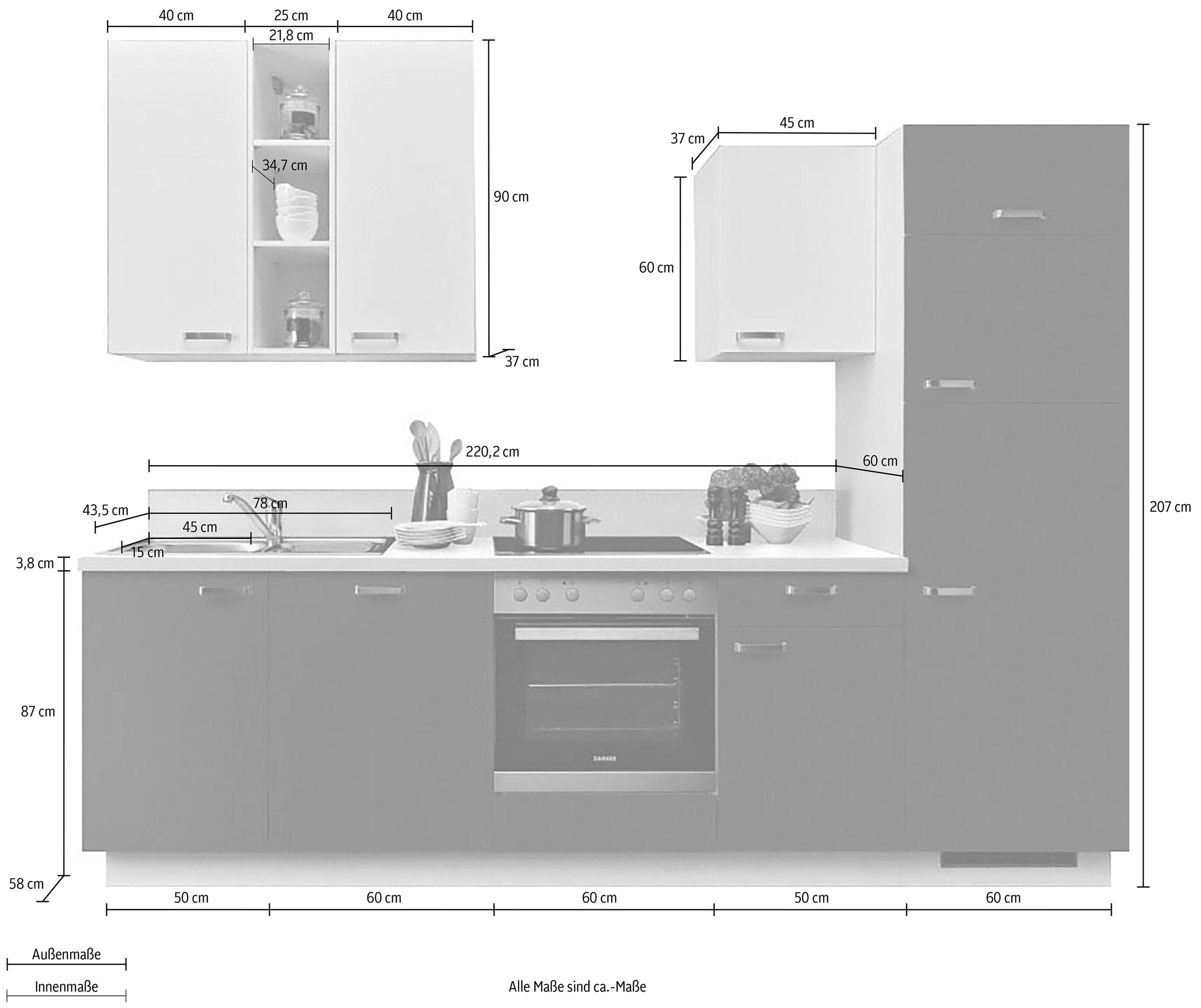 KOCHSTATION Küchenzeile »"KS-Bari"«, mit Soft-Close-Funktion und Vollauszug, vormontiert, Breite 280 cm, mit E-Geräten