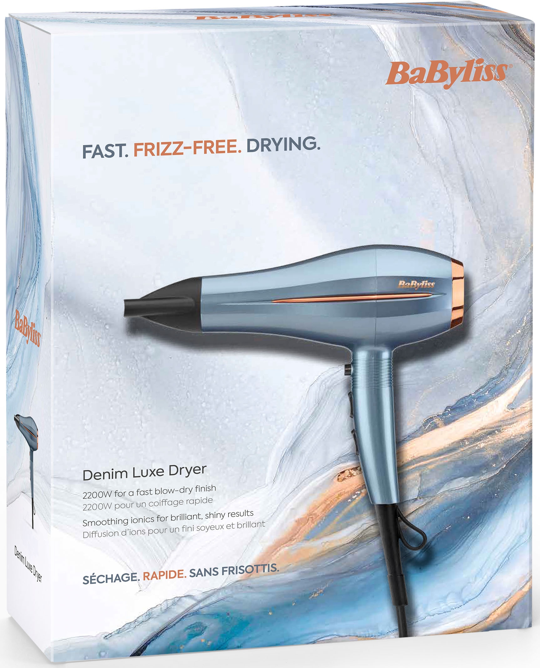 BaByliss Haartrockner »Denim Luxe Haartrockner«, 2200 W, mit Anti-Frizz Ionen und Titan-Keramik-Technologie