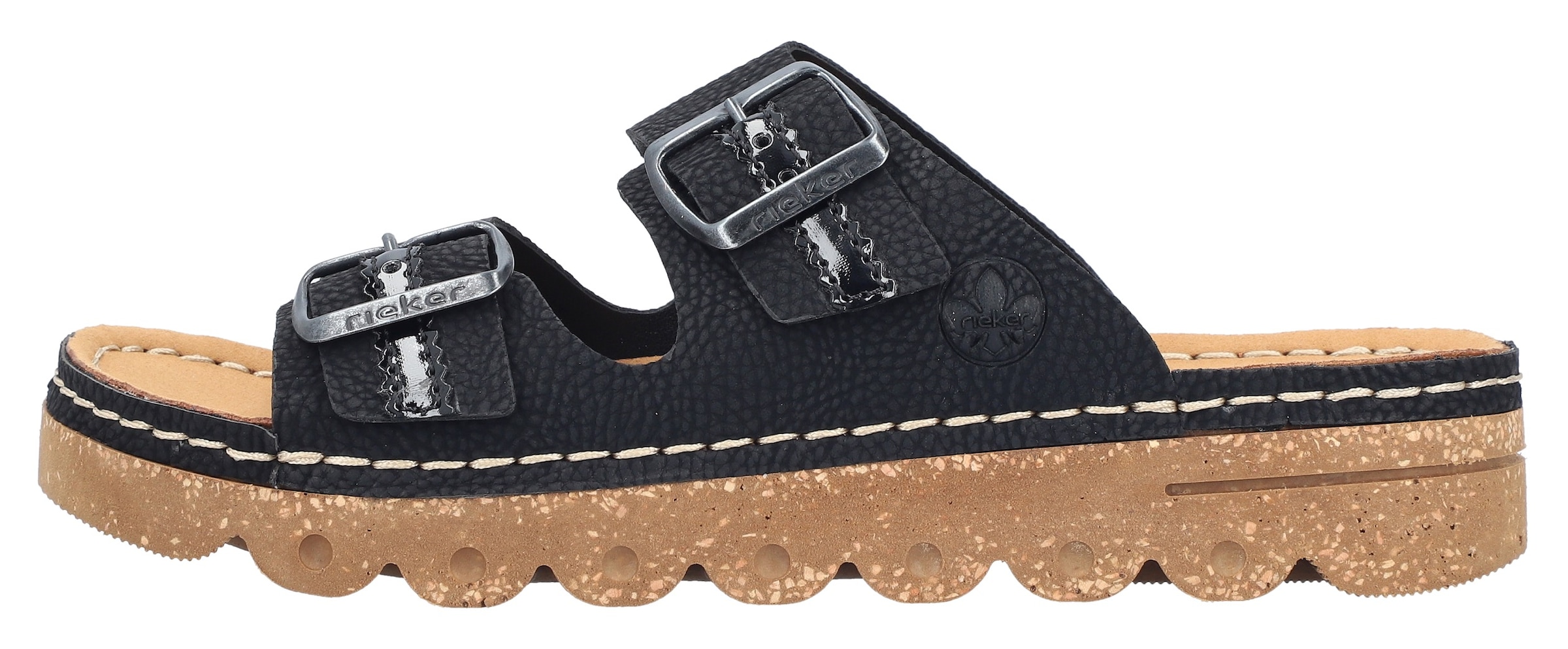 Rieker Pantolette, Sommerschuh, Schlappen, Hausschuh mit verstellbaren Schnallen