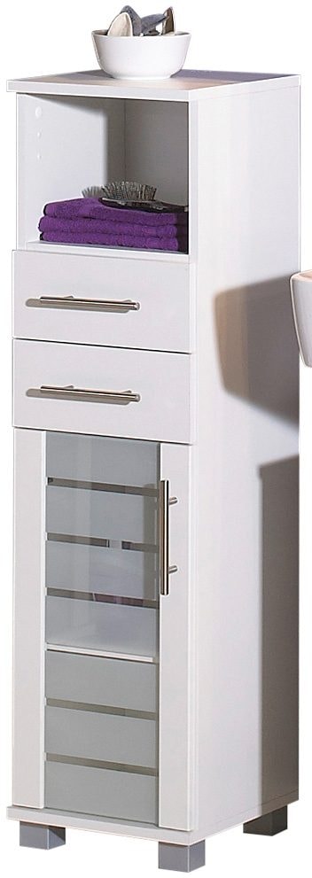Schildmeyer Midischrank »Nikosia«, kaufen cm, 30 Metallgriffe auf mit Glastür, Breite MDF-Fronten, Schubladen, 2 Raten