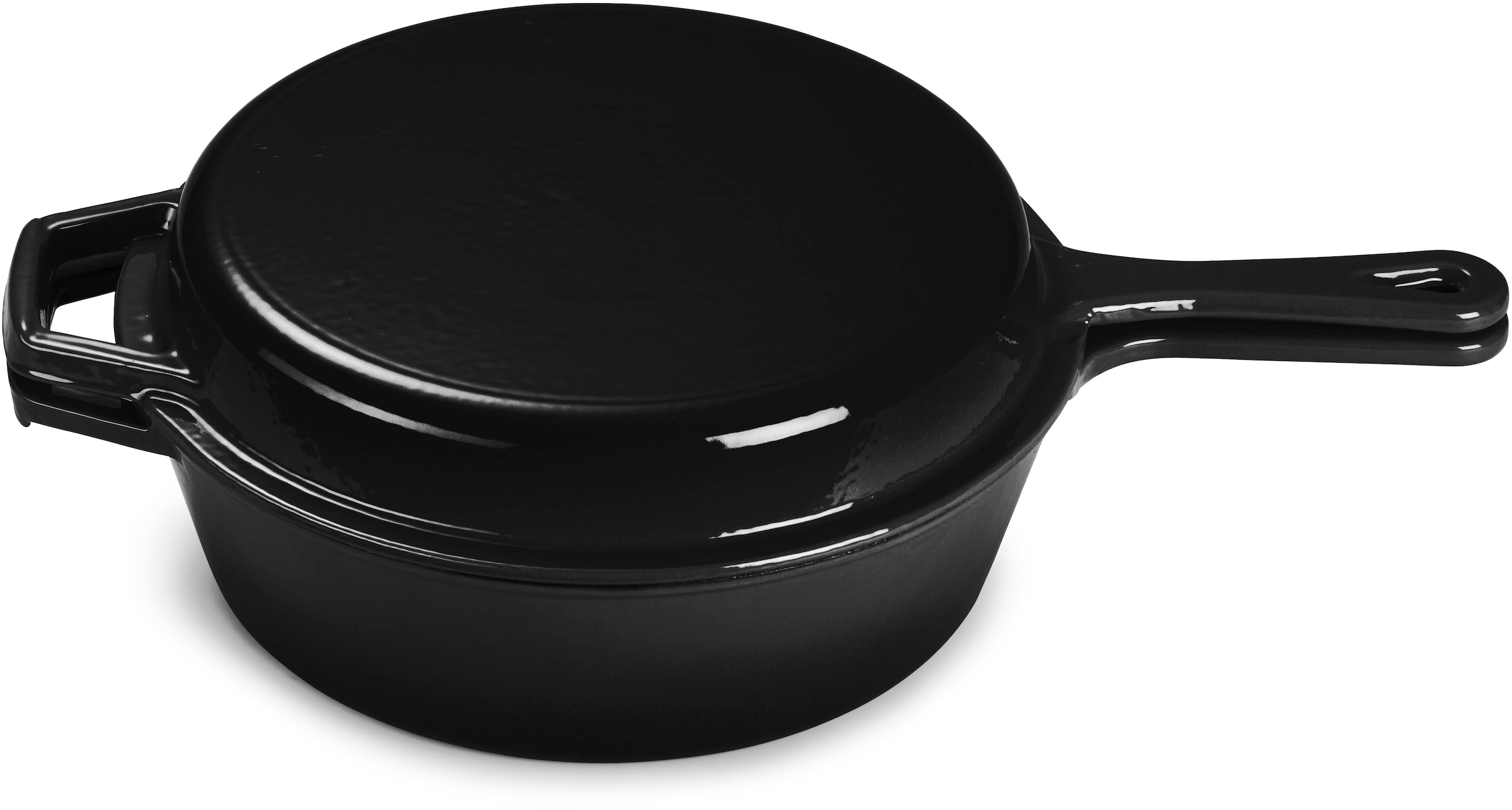 ECHTWERK Schmortopf »2 in 1 Set - Topf & Pfanne aus Gusseisen«, Gusseisen, (Set, 2 tlg.), Mit allen Herdarten kompatibel, ergonomische Griffe