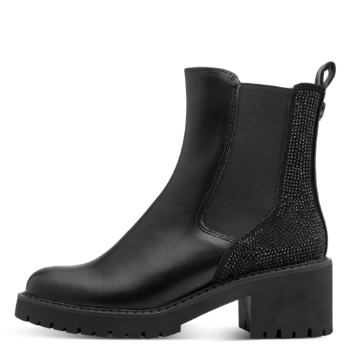 Marco Tozzi Chelseaboots , Blockabstz, Stiefelette Mit Funkelenden Strasssteinchen Besetzt