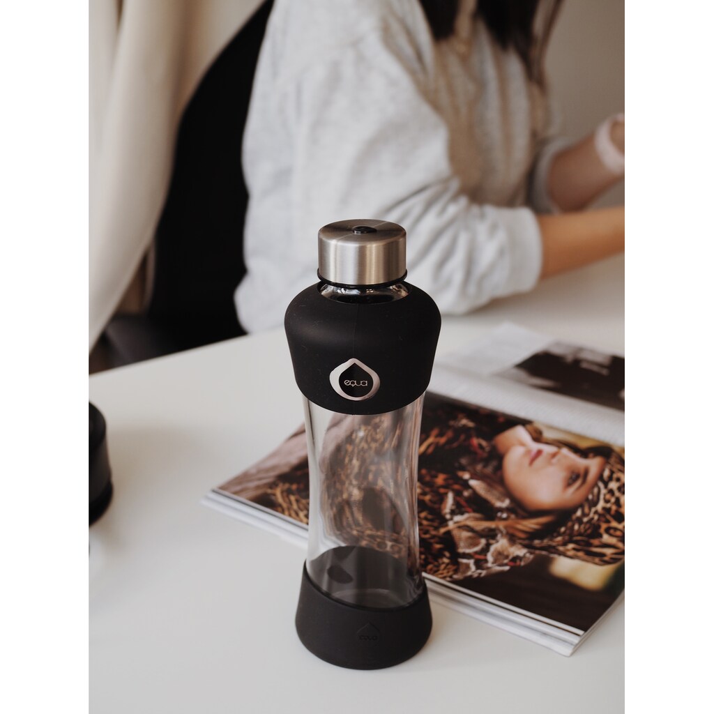 equa Trinkflasche »Active black«, Borosilikatglas, ideal für Freizeitaktivitäten, 550 ml