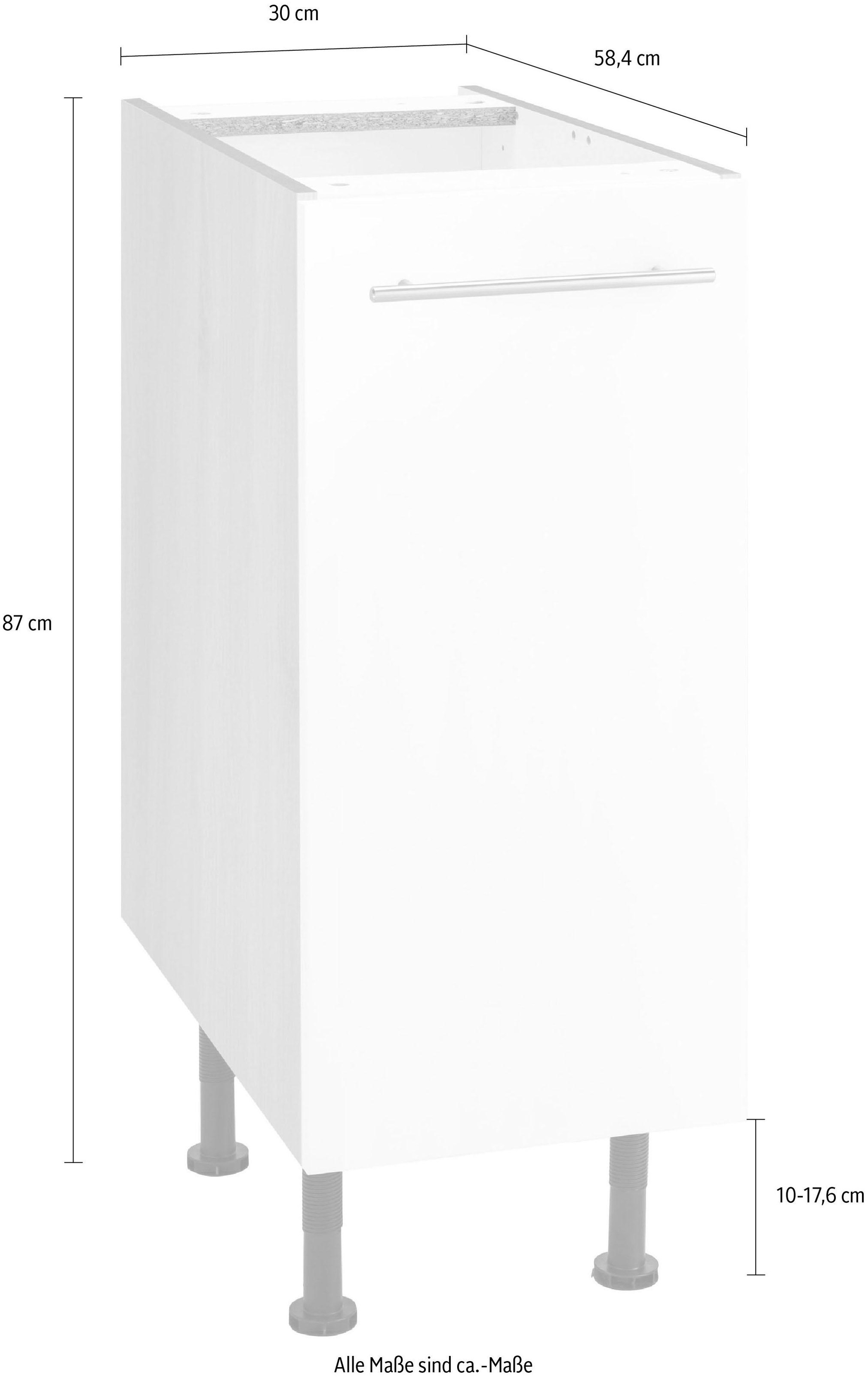 OPTIFIT Unterschrank »Bern«, 30 cm Füßen, Tür auf Rechnung bestellen mit 1 breit, mit mit höhenverstellbaren Metallgriff