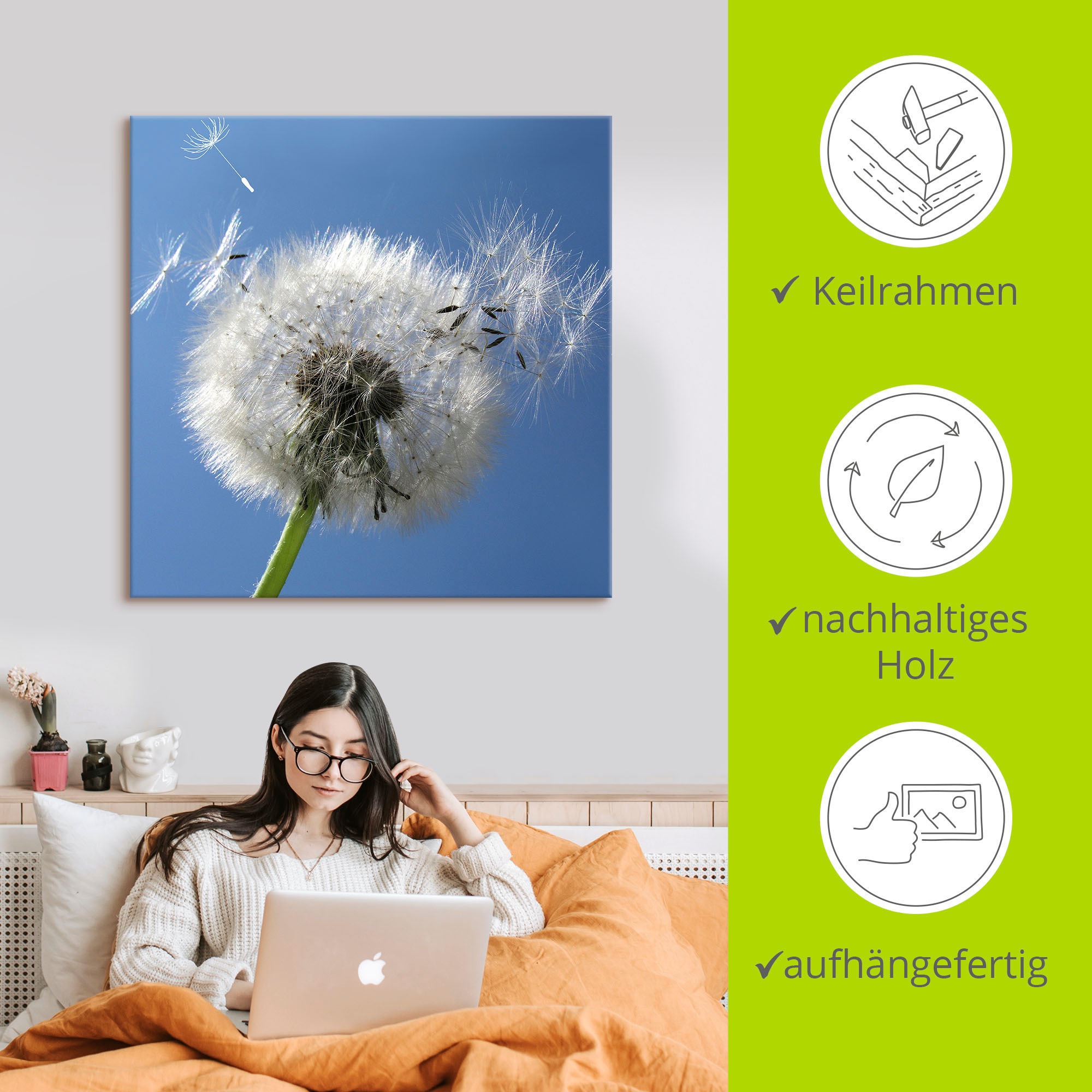 Artland Wandbild »Pusteblume«, Blumen, (1 St.), als Alubild, Outdoorbild, Leinwandbild, Poster in verschied. Größen
