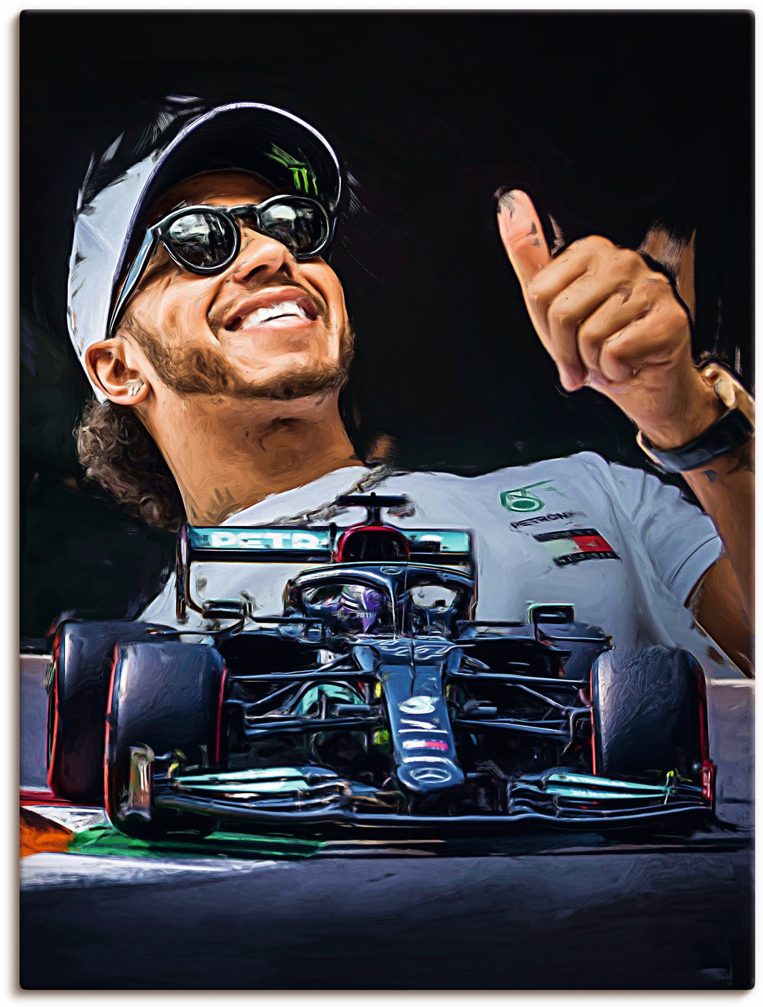 Artland Wandbild "Sir Lewis Hamilton alias LH44", Auto, (1 St.), als Alubil günstig online kaufen