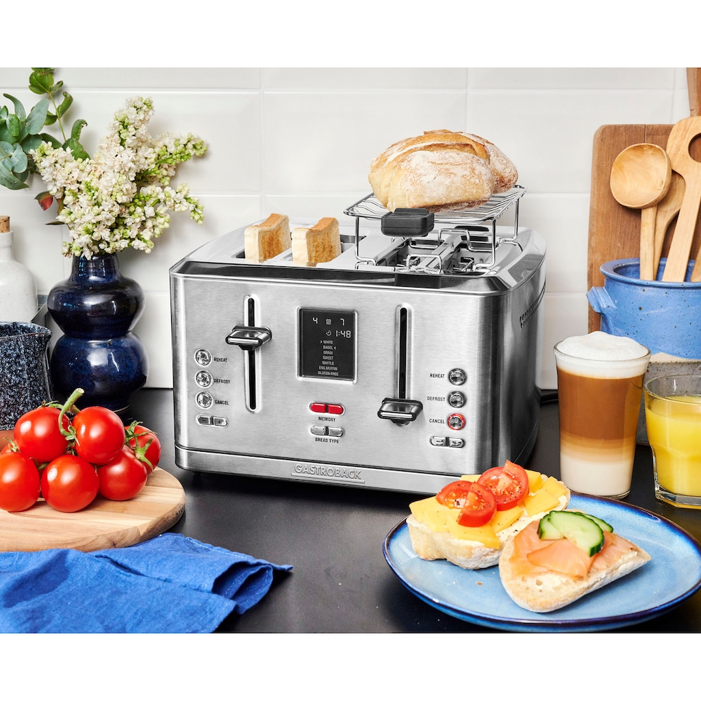 Gastroback Toaster »42396 Design Toaster Digital 4S«, 4 kurze Schlitze, für 4 Scheiben, 950 W