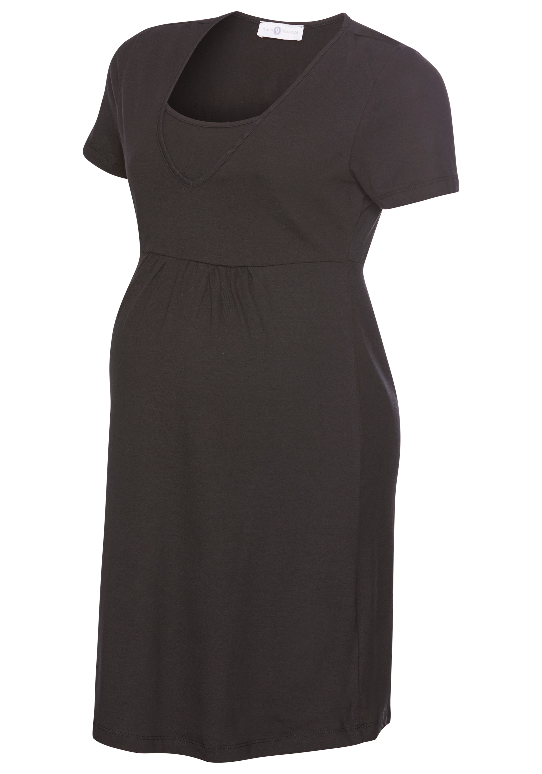 Neun Monate Umstandskleid »Kurzes Schwangerschafts-Jerseykleid, Minikleid«, Auschnitt in Wickeloptik
