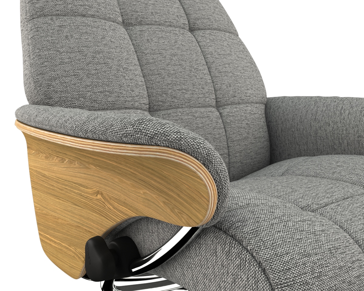 FLEXLUX Relaxsessel »Skagen Funktionsessel, Polstersessel, Armlehne, TV-Fernsehsessel,«, Rücken- und Kopfteilverstellung, Fuß Alu, Armlehne Eiche, Drehbar