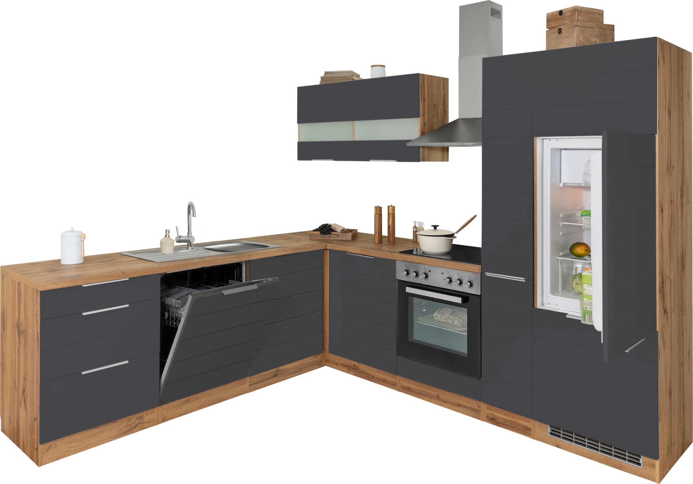 KOCHSTATION Winkelküche »KS-Luhe«, Stellbreite 240x270 cm, wahlweise mit oder ohne E-Geräten, MDF-Fronten