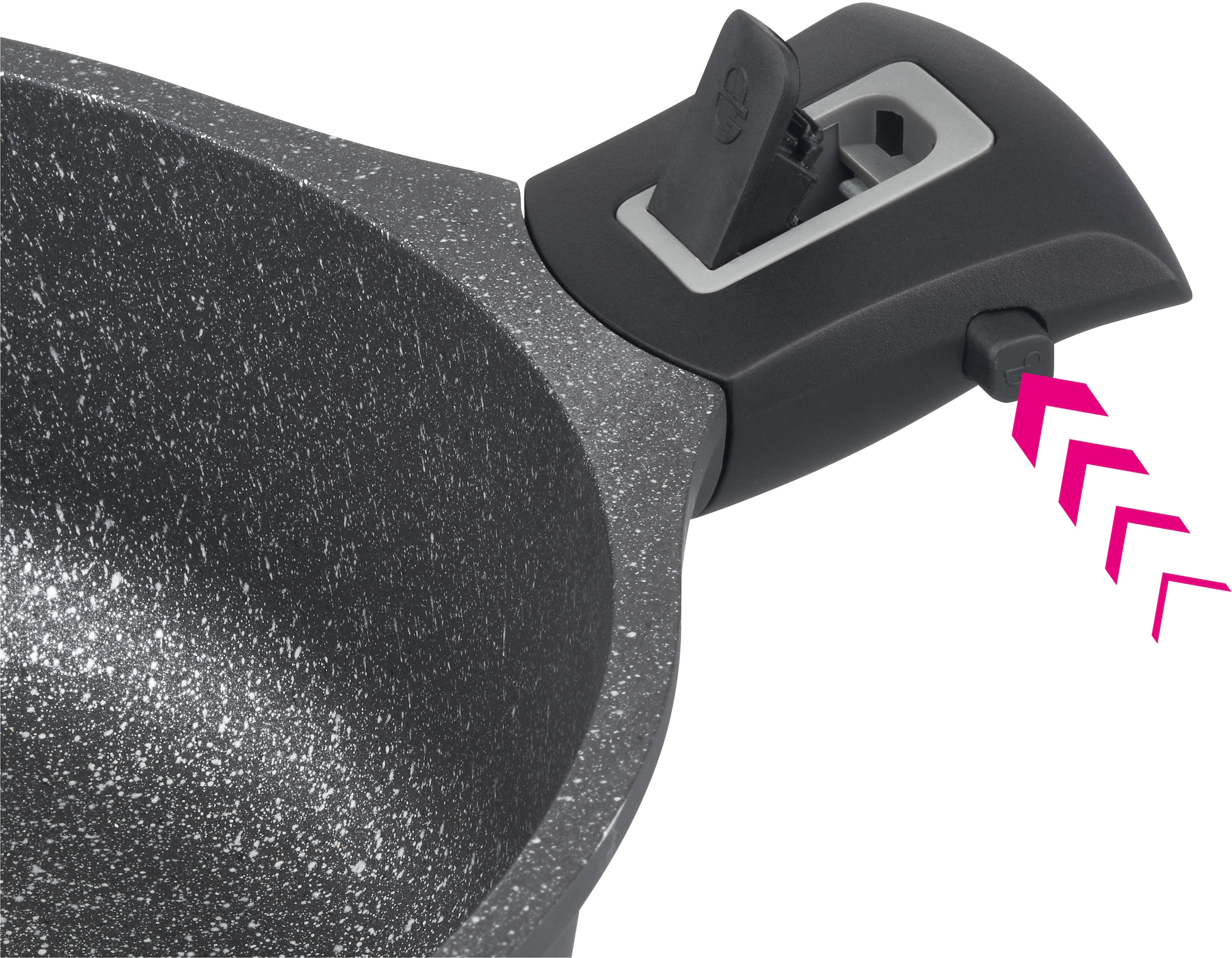 GSW Topf-Set »Easy Click« Set, 1x Kochtopf Ø 20 cm, 1x Kochtopf Ø 24 cm, 1x Stielkasserolle Ø 16 cm, 6 Stk. tlg. Aluminiumguss