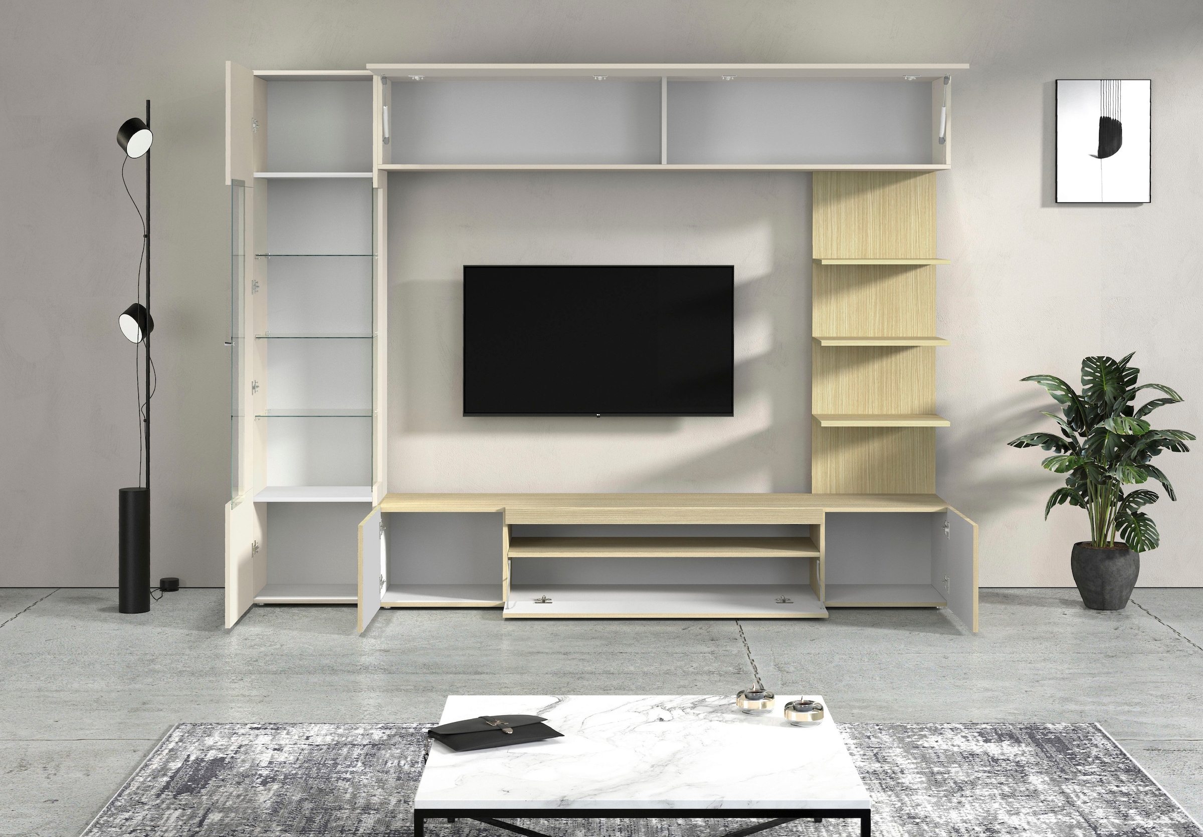 INOSIGN Wohnwand »Wohnwand New Egypt, Anbauwand, Medienwand, Wohnzimmerwand« Weiß in Hochglanz, alle anderen Farben in matter Ausführung., 4 Stk. tlg.