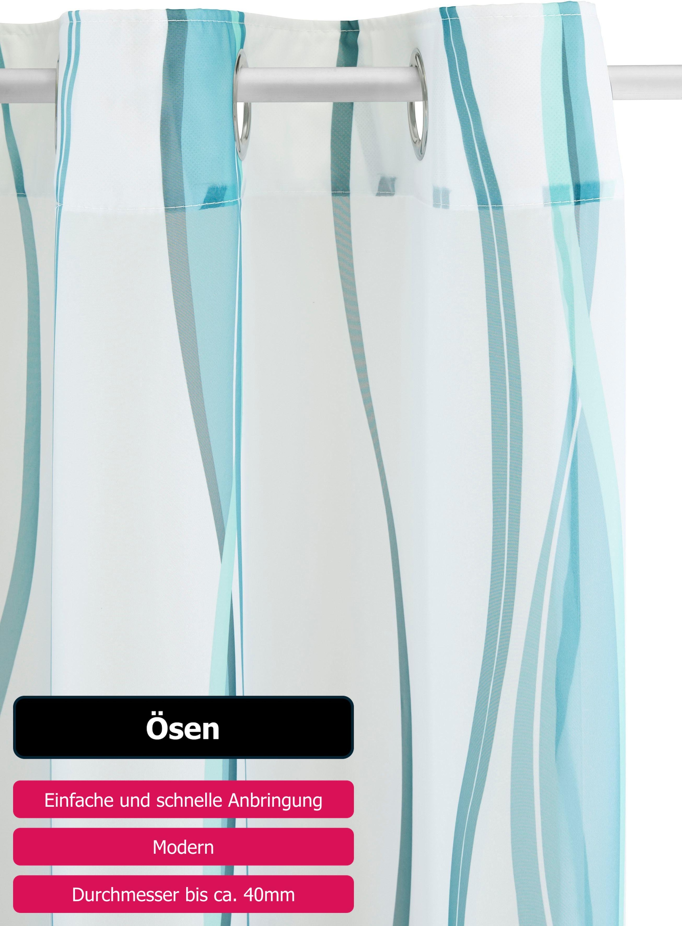 my home Gardine »Dimona«, (2 St.), 2-er Set, transparent, Voile, Polyester, Wellen