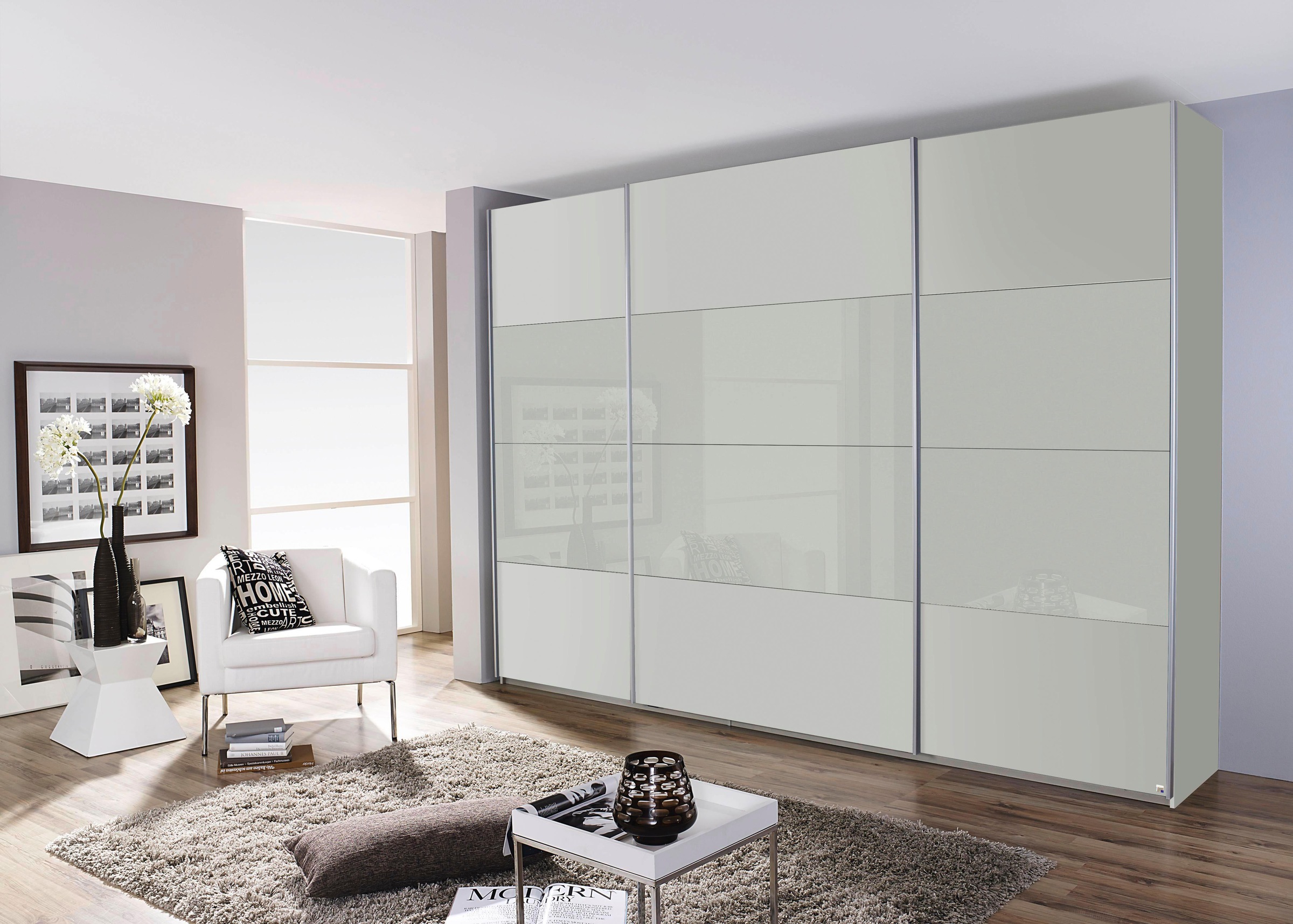 rauch Schwebetürenschrank »Quadra Bestseller Schlafzimmerschrank in vielen Breiten«, Kleiderschrank Garderobenschrank Schrank mit Glaselementen