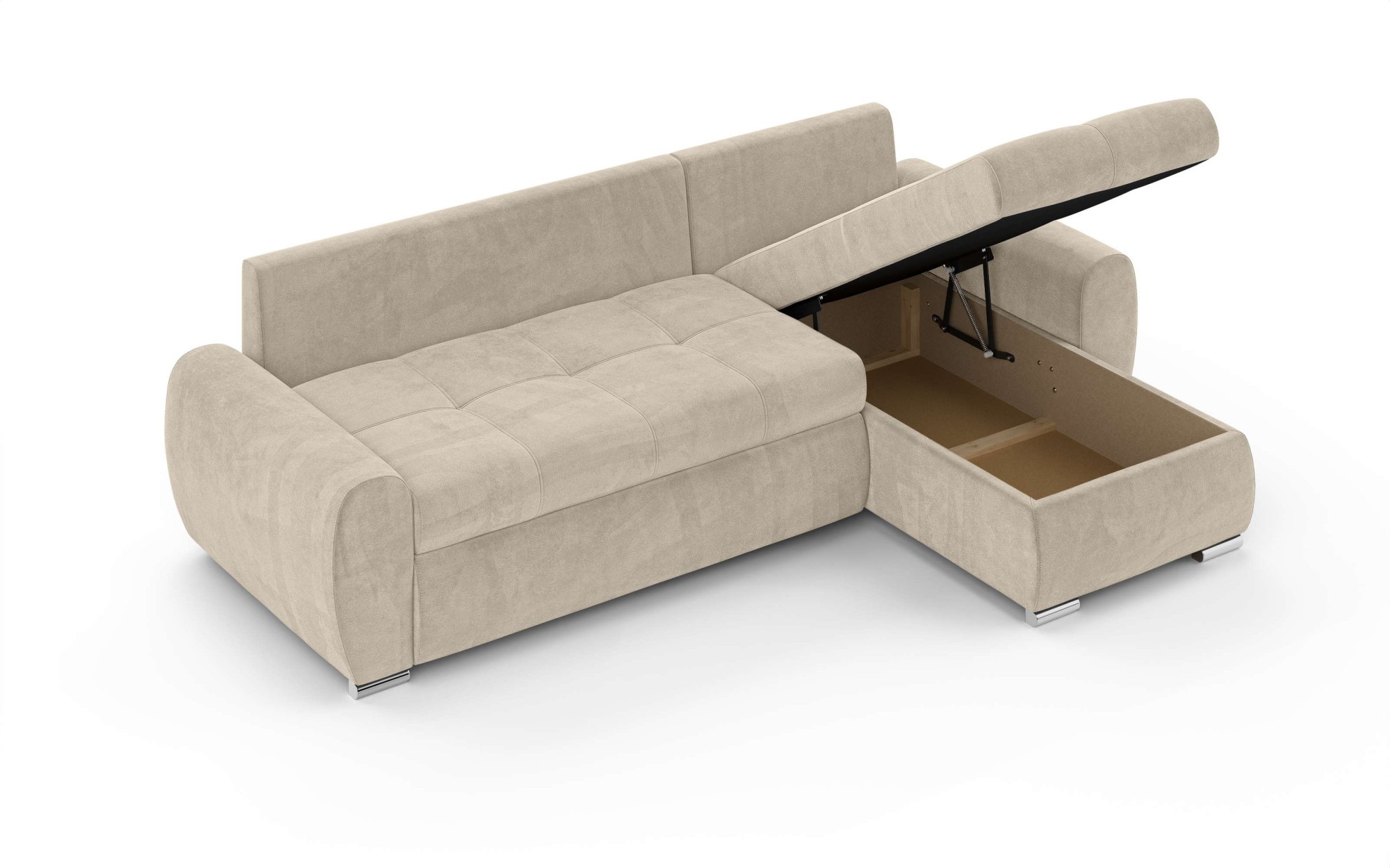 INOSIGN Ecksofa »HAVERHILL Schlafsofa mit Bettkasten, Maße B/H/T: 237/89/166 cm«, L-Form mit Recamiere links oder rechts bestellbar, Wellenunterfederung