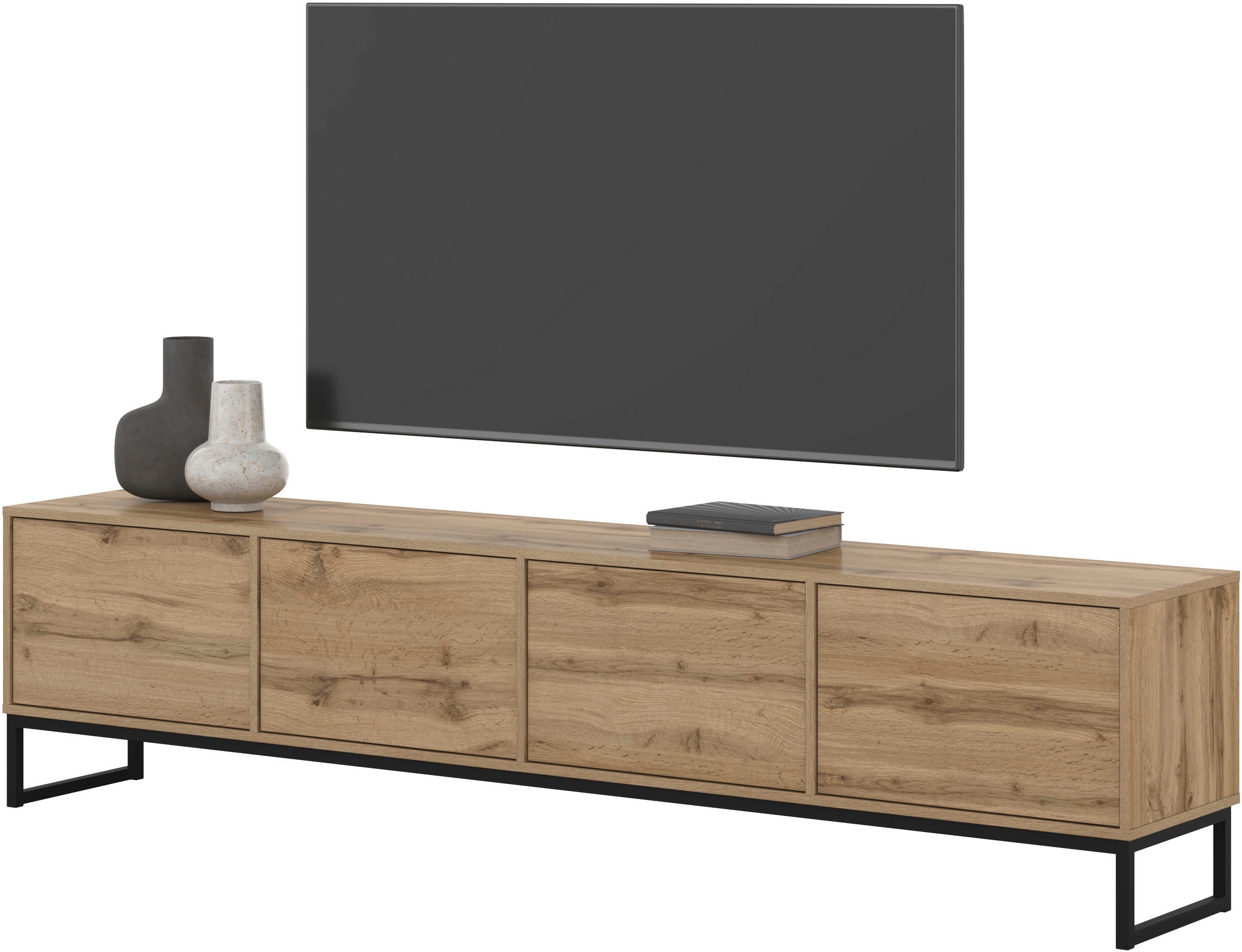 OTTO home Lowboard »Loft, Breite 208,5 cm, TV-Board mit 4 Klappen, Metallkufen« TV-Kommode mit viel Stauraum, push-to-open-Funktion