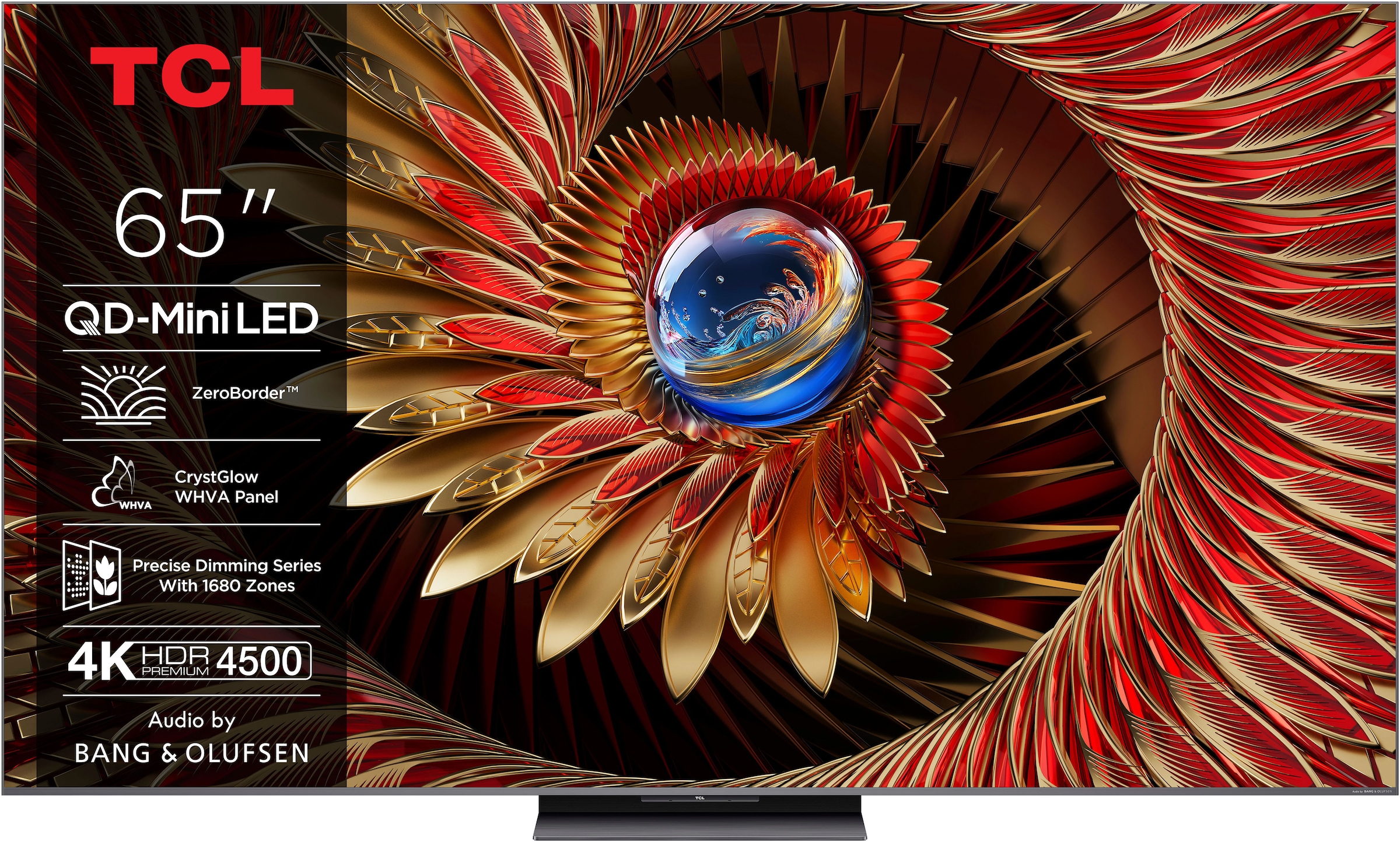 TCL QLED Mini LED-Fernseher »65Q8CX7«, 4K Ultra HD, Smart-TV-Google TV, Audio von Bang & Olufsen, Smart TV, Apple TV, 144Hz, 4K HDR, Multi-HDR