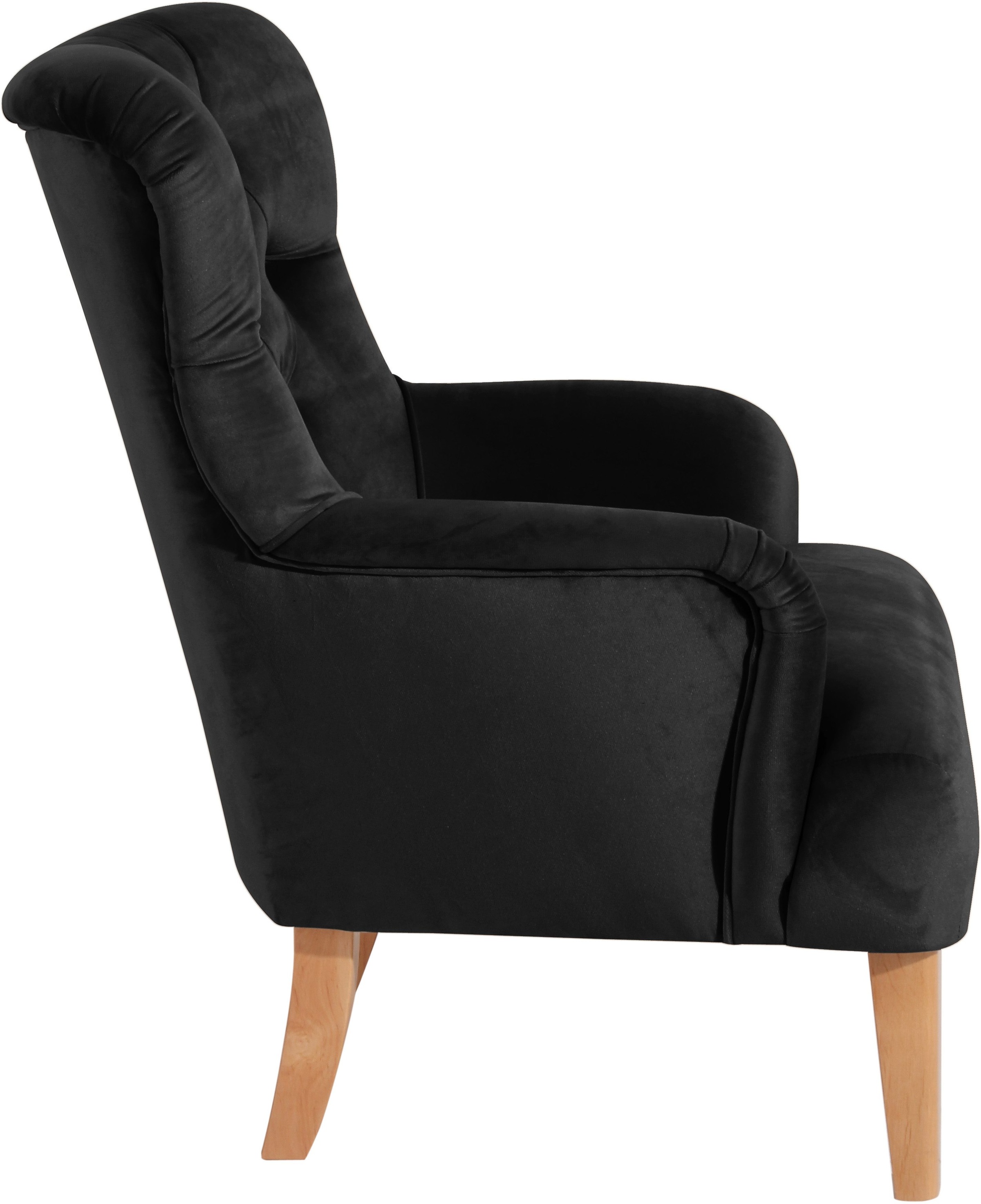 Max Winzer® Chesterfield-Sessel »Bradley, Loungesessel, Chesterfield Optik in aktuellen Farben, bequem«, hohe Rückenlehne mit edler Knopfheftung, Retro und modern, hoher Fuß