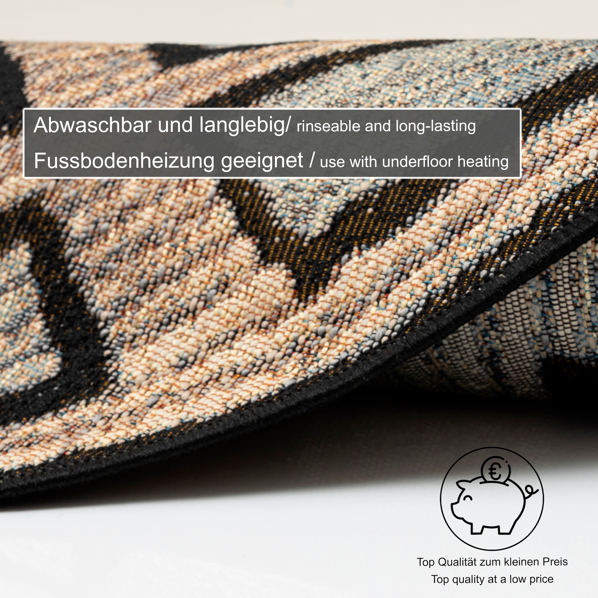 Gino Falcone Teppich »Outdoor-Africa 44«, rund, 5 mm Höhe, Flachgewebe, In- und Outdoor geeignet, Wohnzimmer