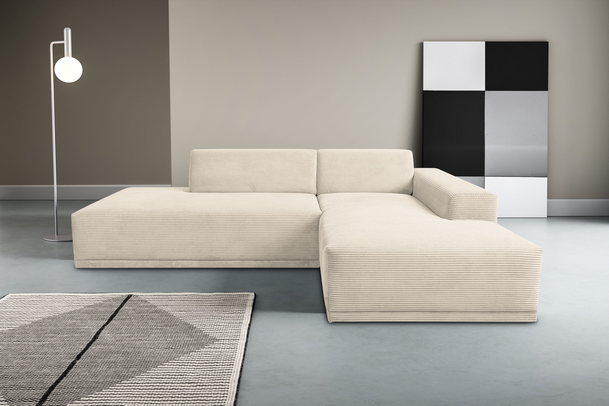 WERK2 Ecksofa »Apollo, hoher Sitzkomfort, aktuelles Design, Breite 264cm, L günstig online kaufen