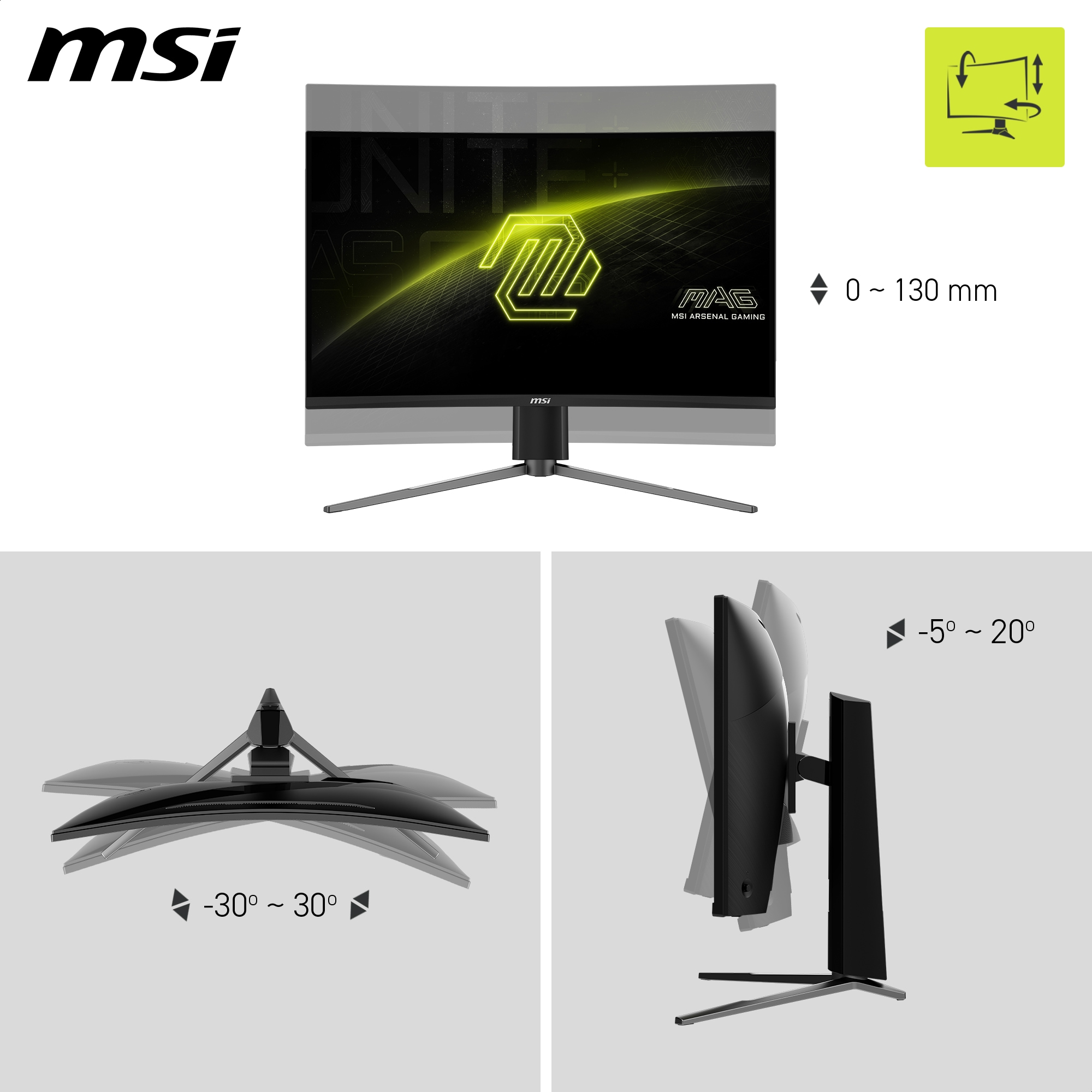 MSI Gaming-Monitor »MAG 276CPXF«, 69 cm/27 Zoll, 1920 x 1080 px, Full HD, 0,5 ms Reaktionszeit, 280 Hz, 5-Wege Joystick Navigation