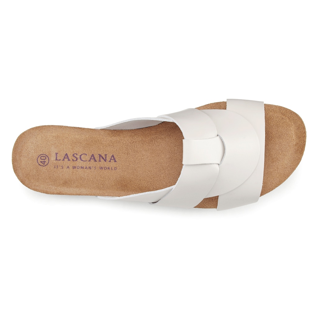 LASCANA Pantolette, aus Leder mit Korkfußbett