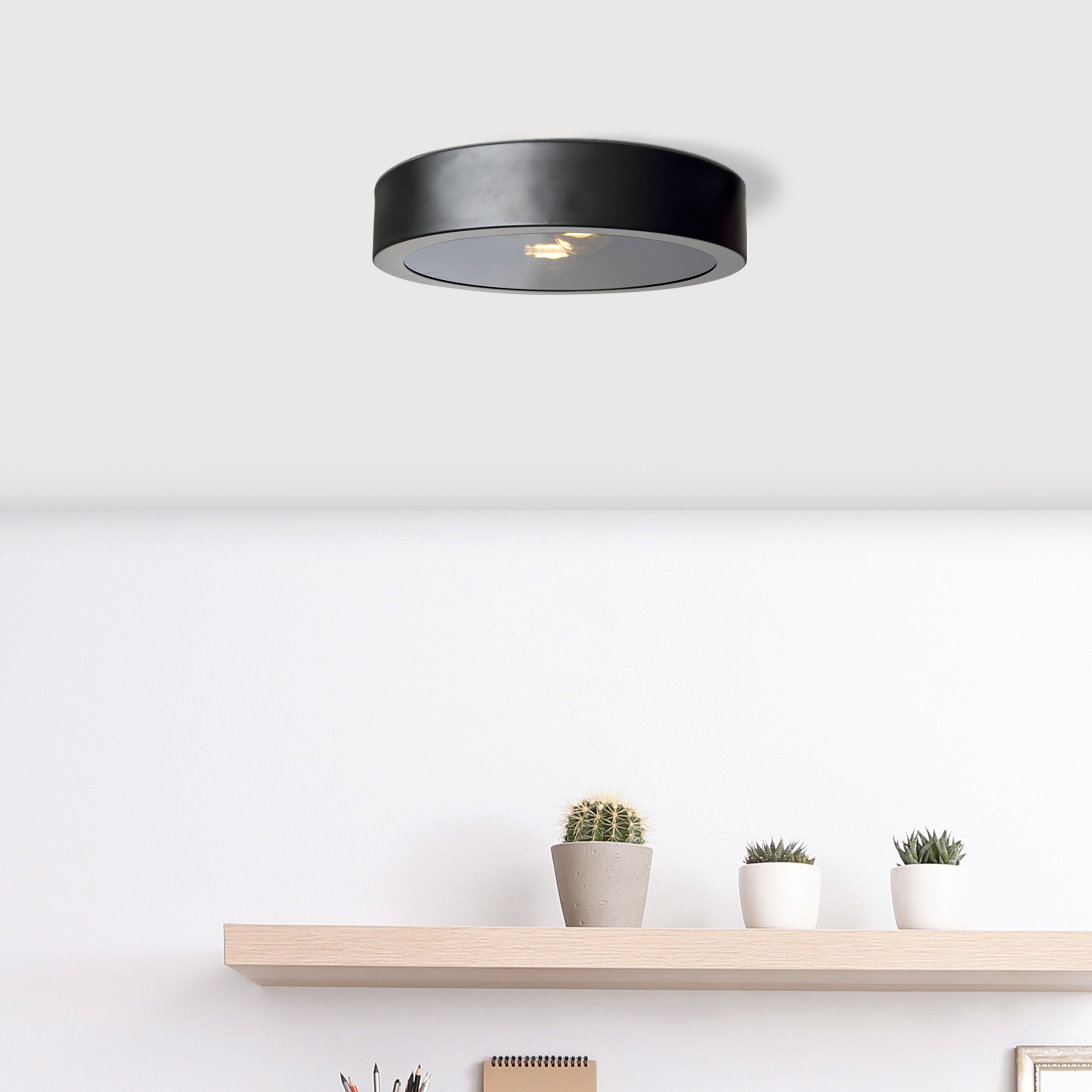 Brilliant Deckenleuchte »Sandros«, 2 flammig, Leuchtmittel E14 | ohne Leuchtmittel, 6 x 31 cm, 2 x E14, Metall/Rauchglas, schwarz