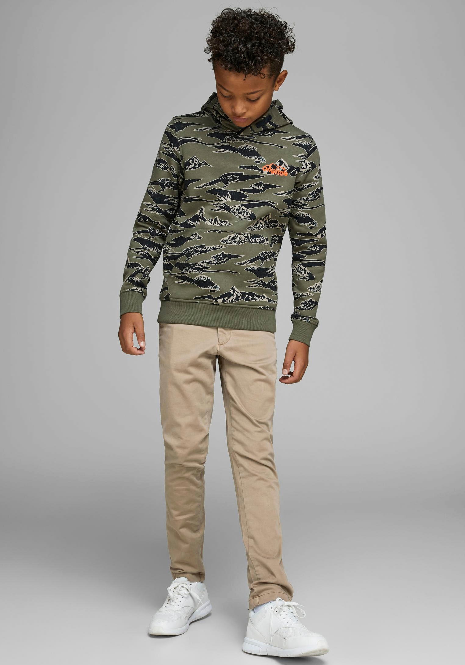 Jack & Jones Junior Chinos »JPSTMARCO bequem, elastisch, pflegeleicht«  unifarben, modisch, slim fit, Web