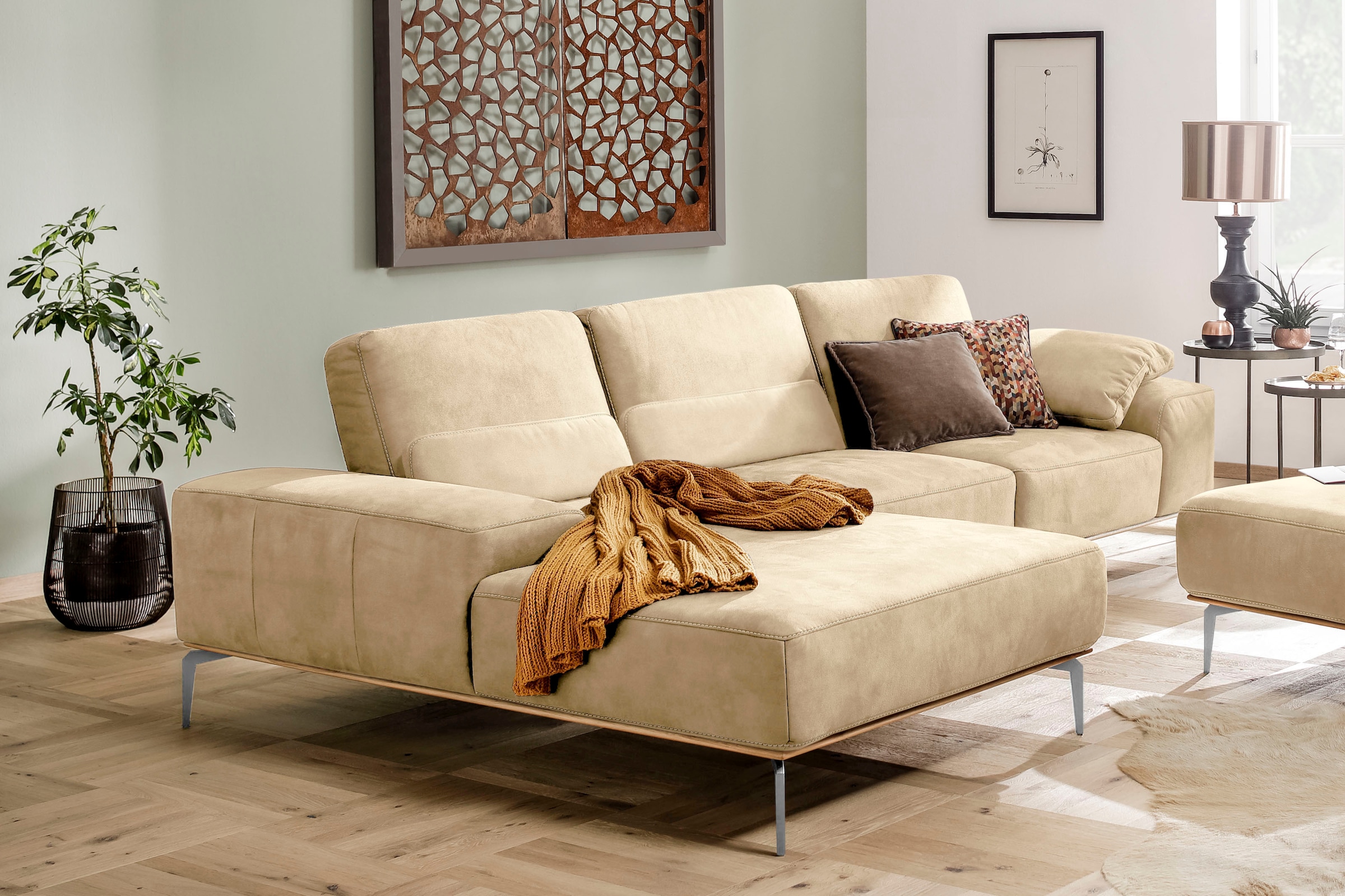 W.SCHILLIG Ecksofa "run", mit elegantem Holzsockel, Füße in Chrom glänzend, günstig online kaufen