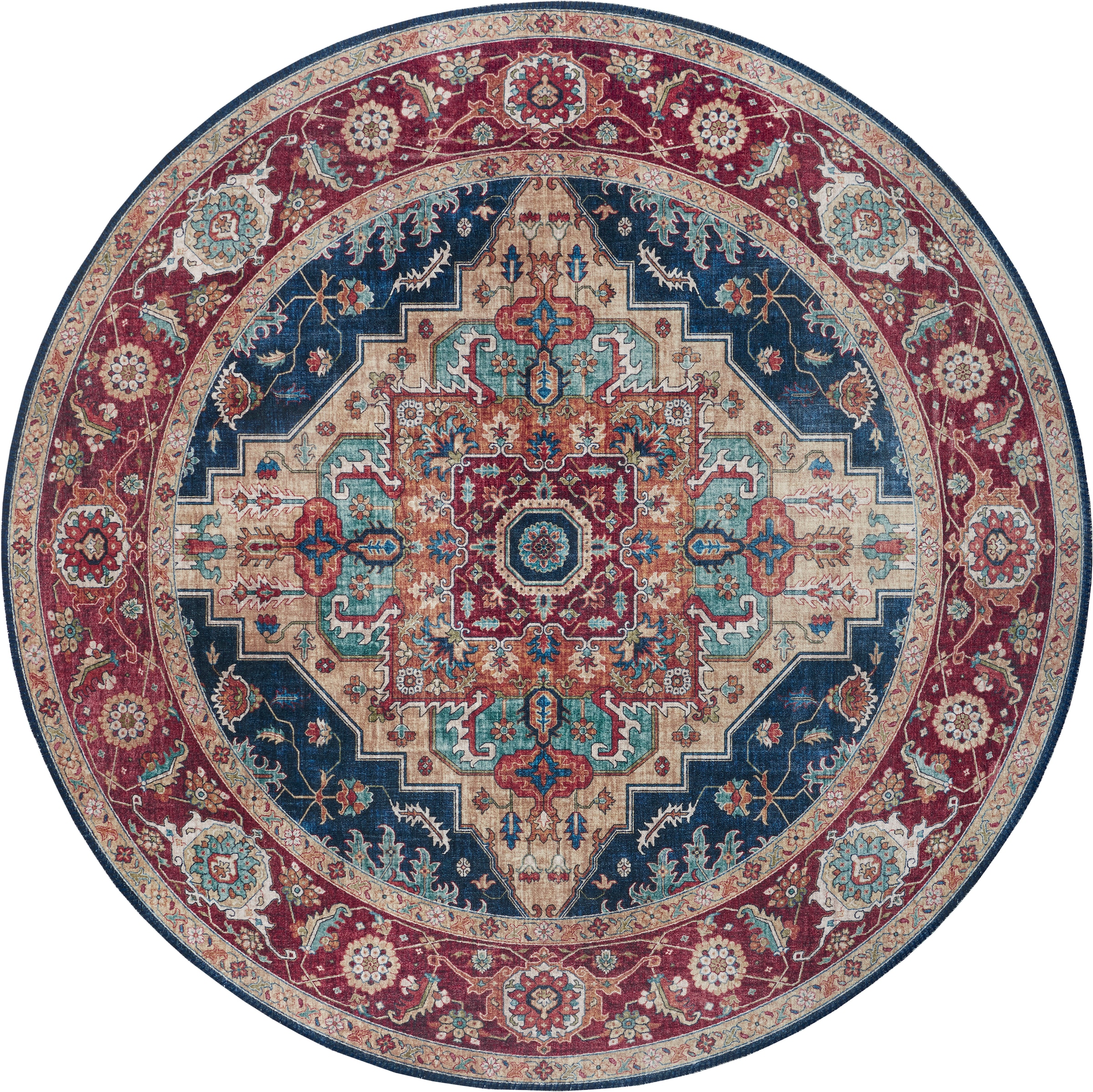 NOURISTAN Teppich »Sylla«, rund, 5 mm Höhe, Orientalisch, Orient, Vintage, Wohnzimmer, Schlafzimmer, Esszimmer