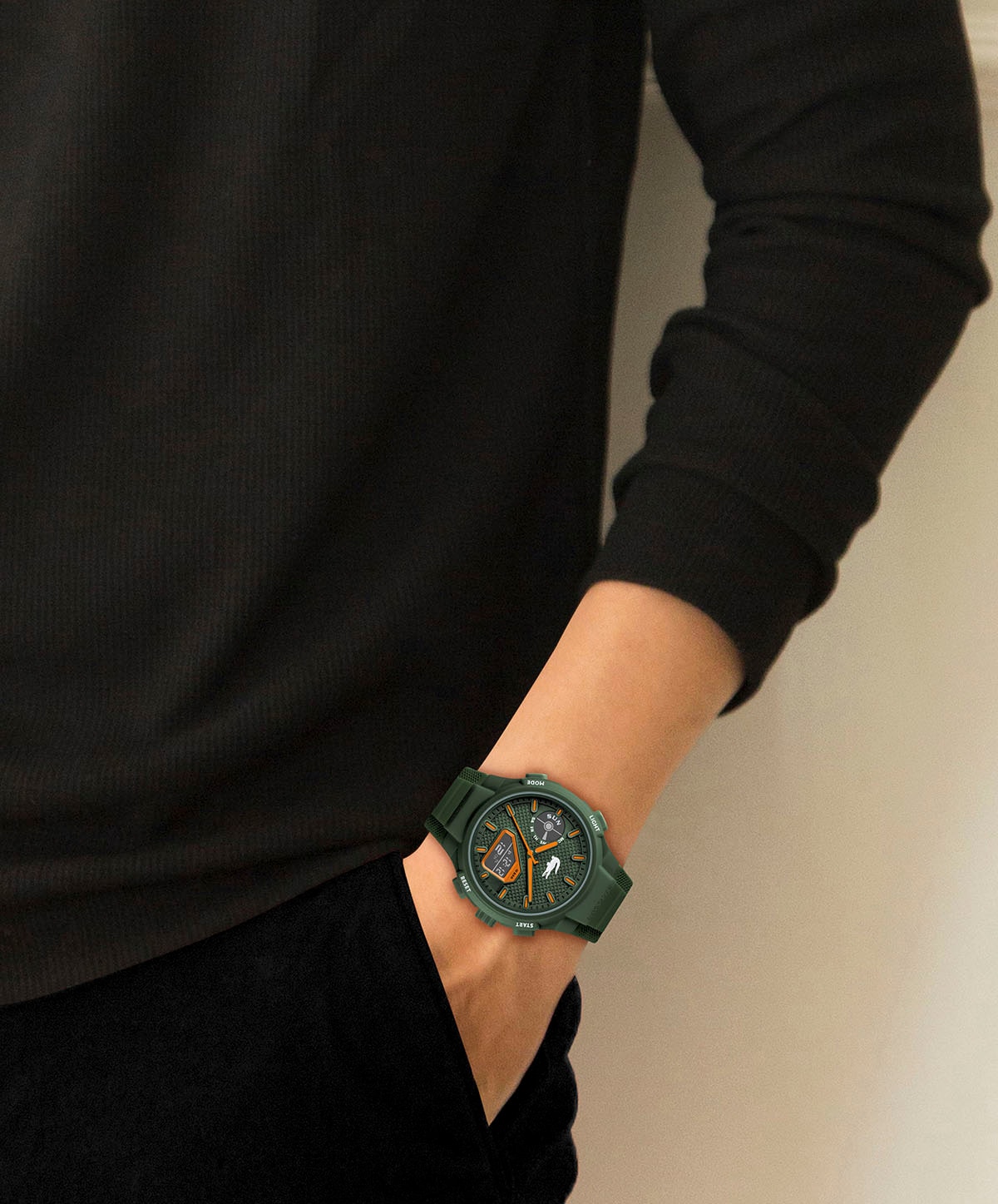 Lacoste Quarzuhr »LC33«, Armbanduhr, Herrenuhr, Silikonarmband, analog, digital