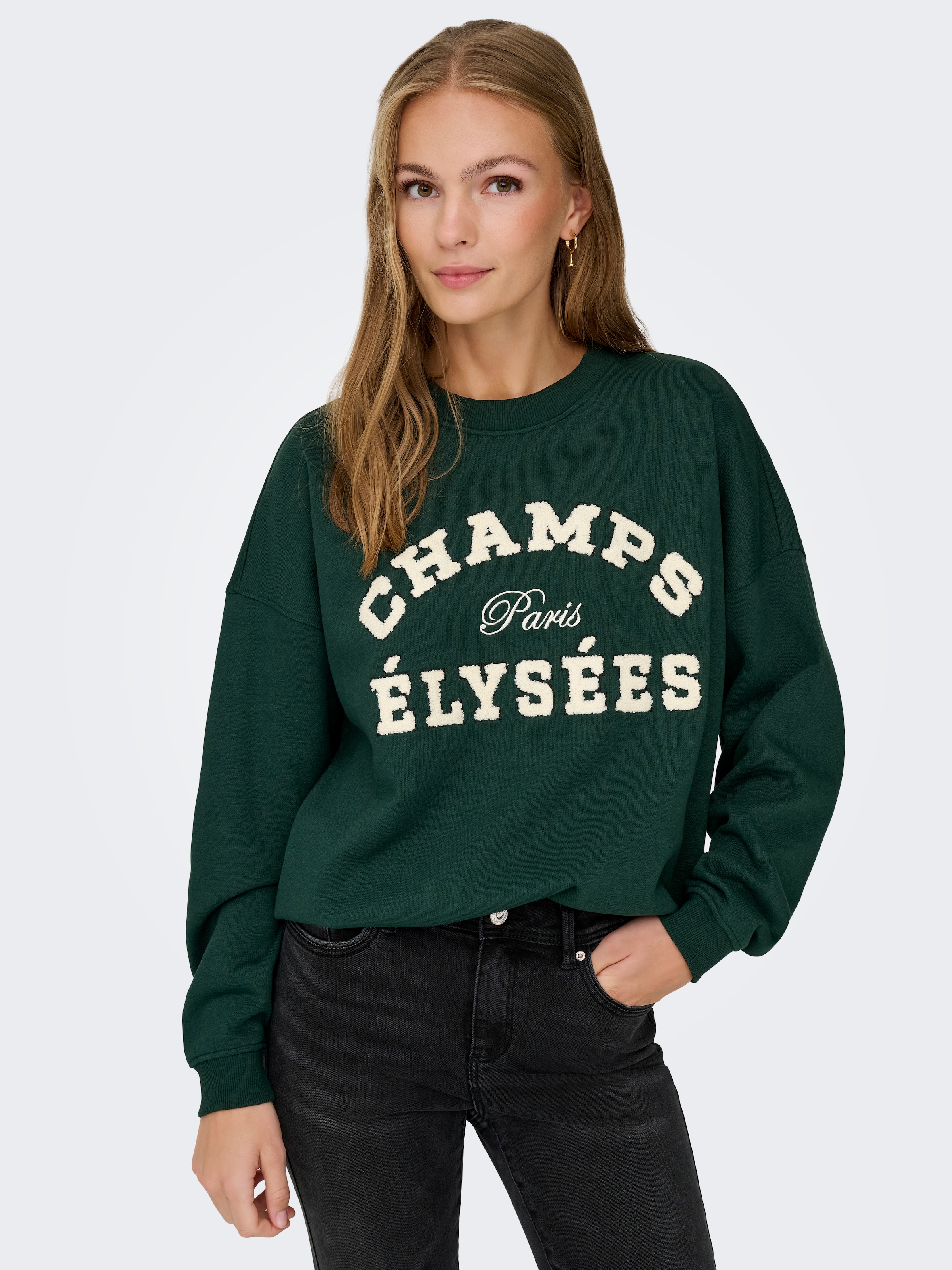 JDY Sweatshirt »JDYMESA L/S O-NECK EMB SWEAT JRS NOOS«, Baumwollmischung, regular fit
