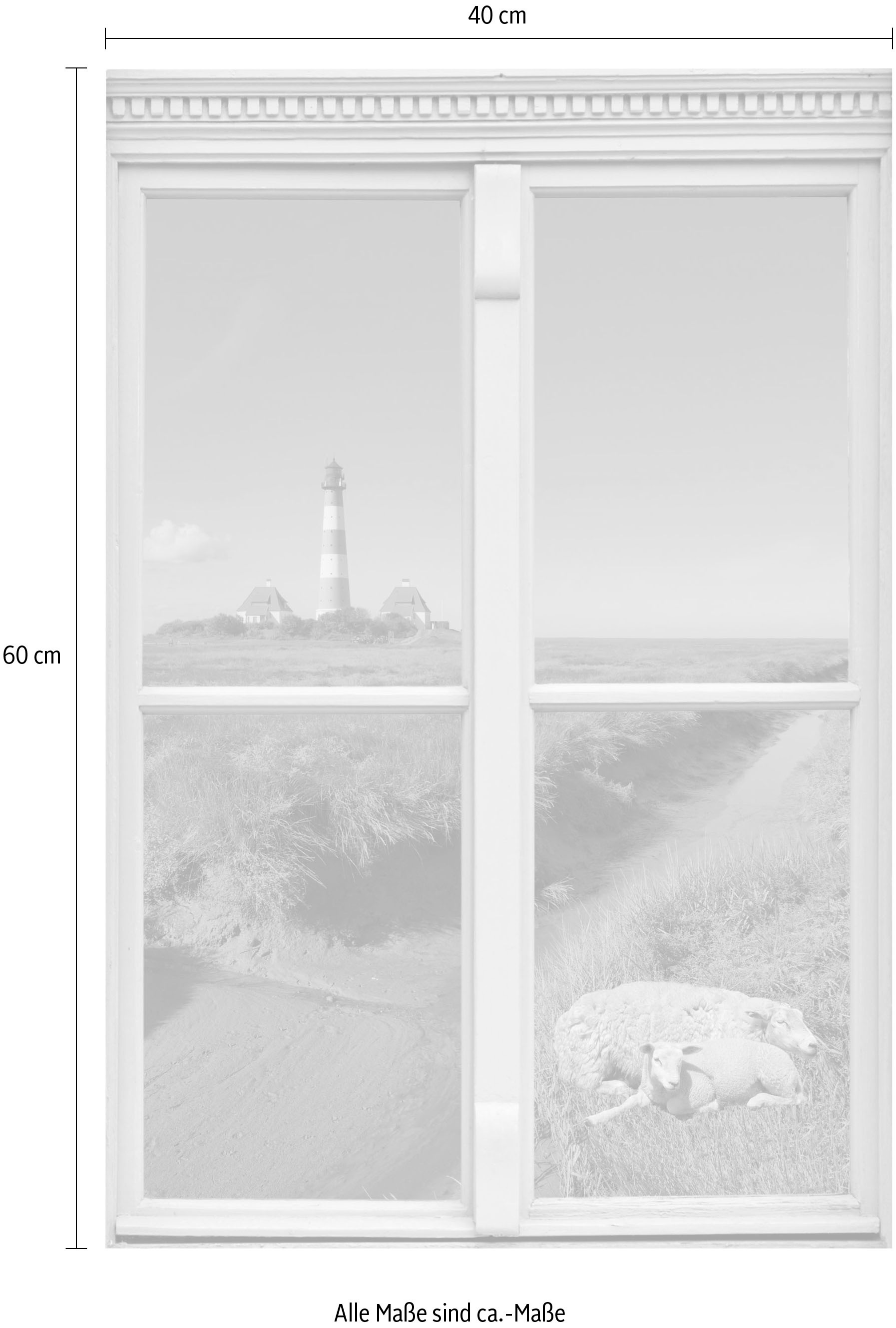 queence Wandsticker »Schafe und Leuchtturm«, Wandsticker, Wandbild, selbstklebend, 3D, Fenster