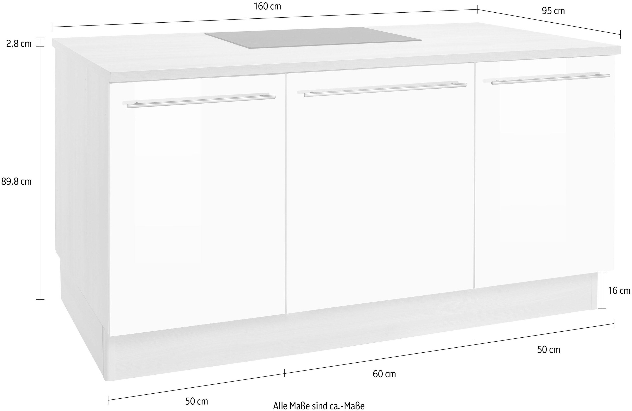 OPTIFIT Kücheninsel »Bern«, Stellbreite 160x95 cm mit höhenverstellbaren Füßen, mit Metallgriffen