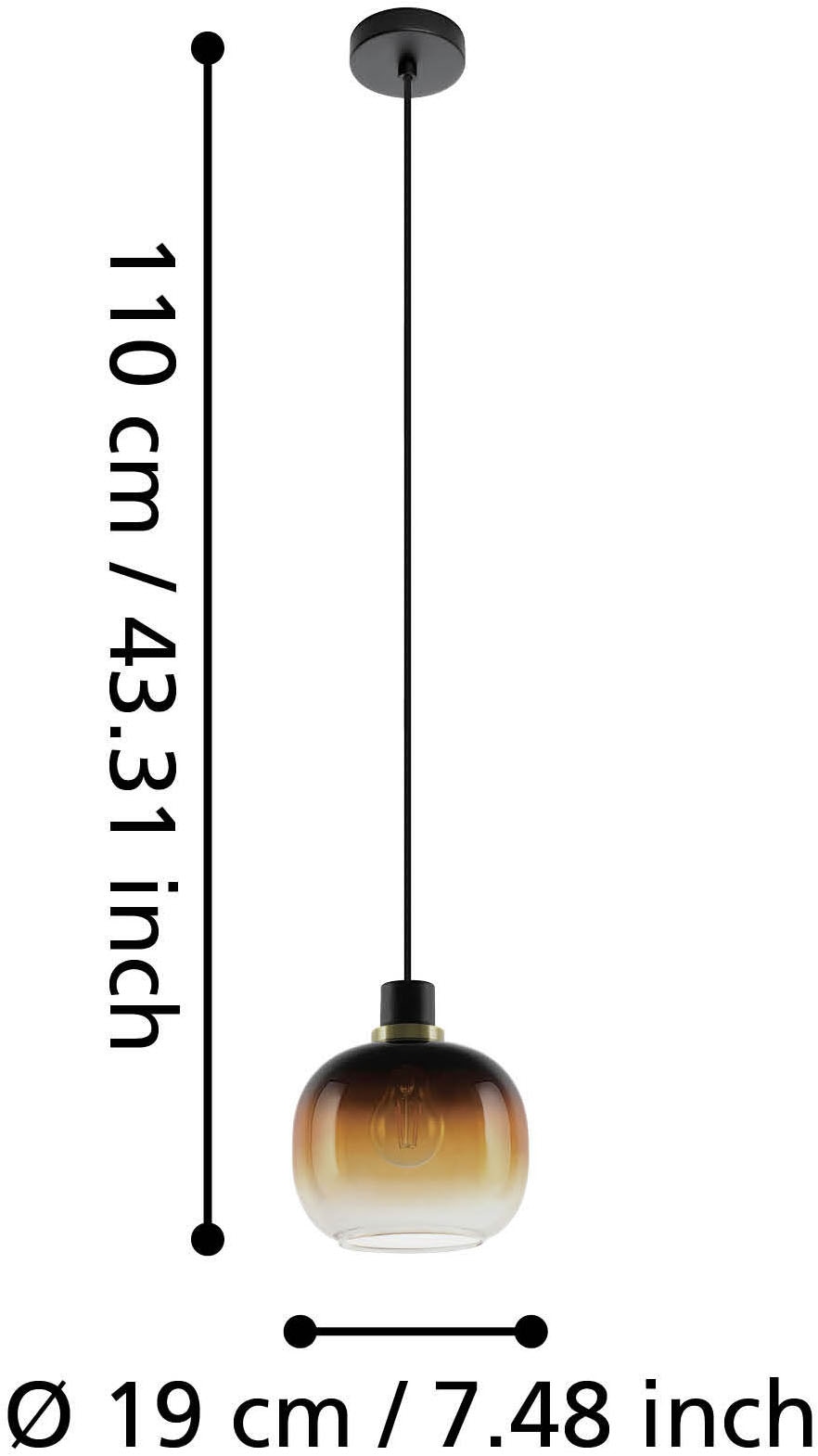 EGLO Hängeleuchte »OILELLA Pendellampe - Stahl - E27 - 1X40W - IP20« E27 1 Stk. Hängelampe, Deckenlampe, Wohnzimmer, Esszimmer, H110 x Ø19 cm