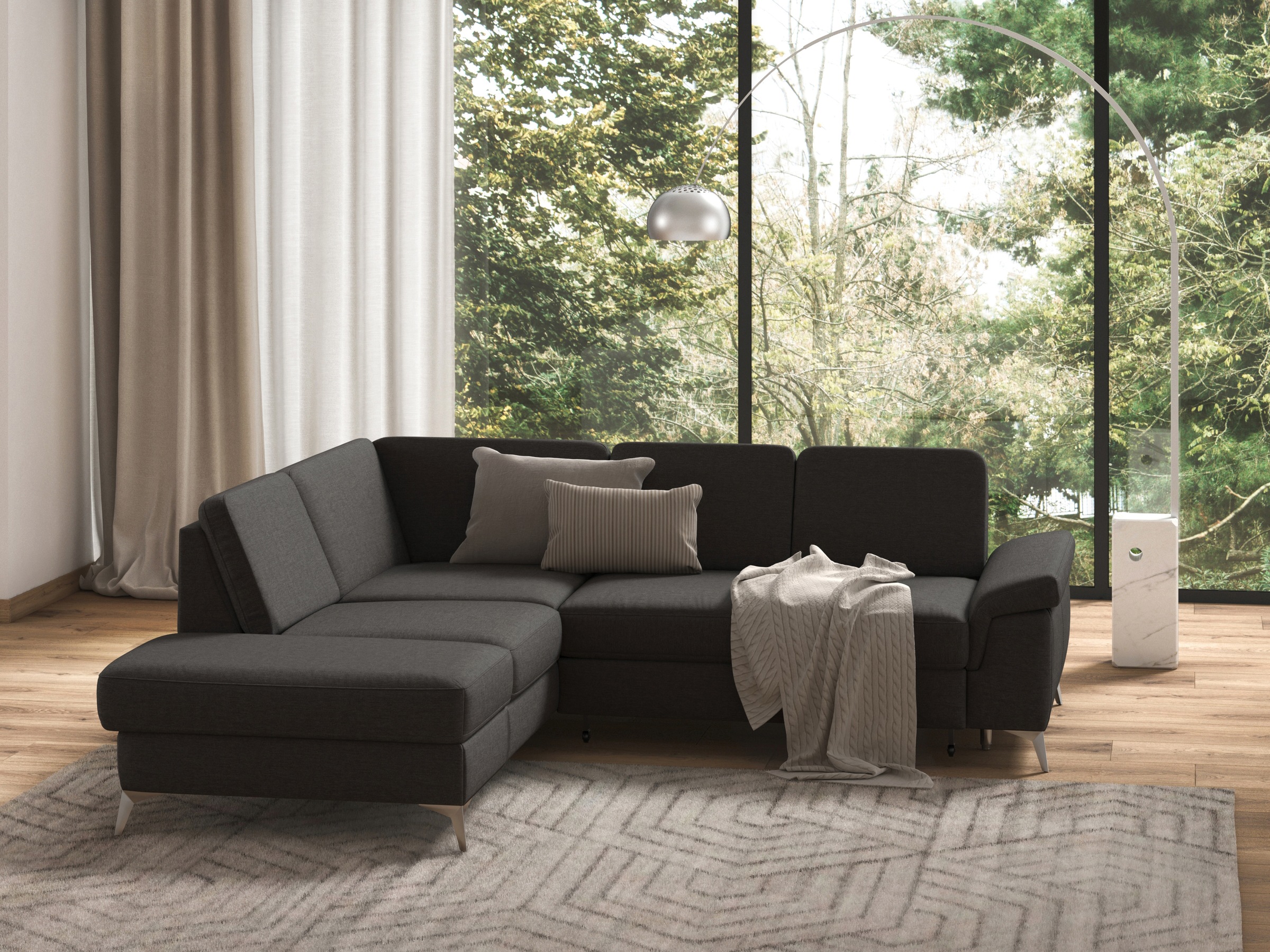 sit&more Ecksofa »Padua L-Form«, inklusive Sitztiefenverstellung, Armteilfunktion und Federkern