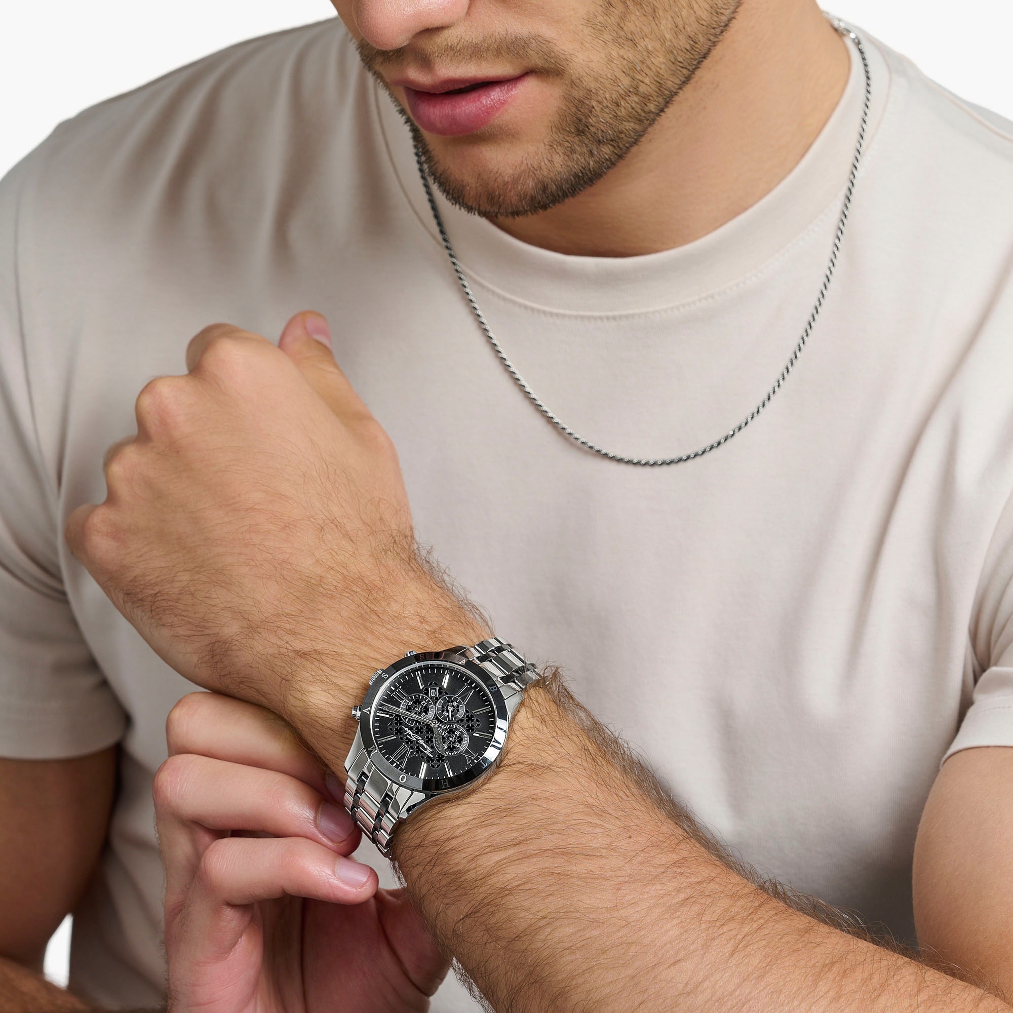 THOMAS SABO Chronograph »REBEL URBAN«, Quarzuhr, Armbanduhr, Herrenuhr, Stoppfunktion, Datum, Keramikeinlagen