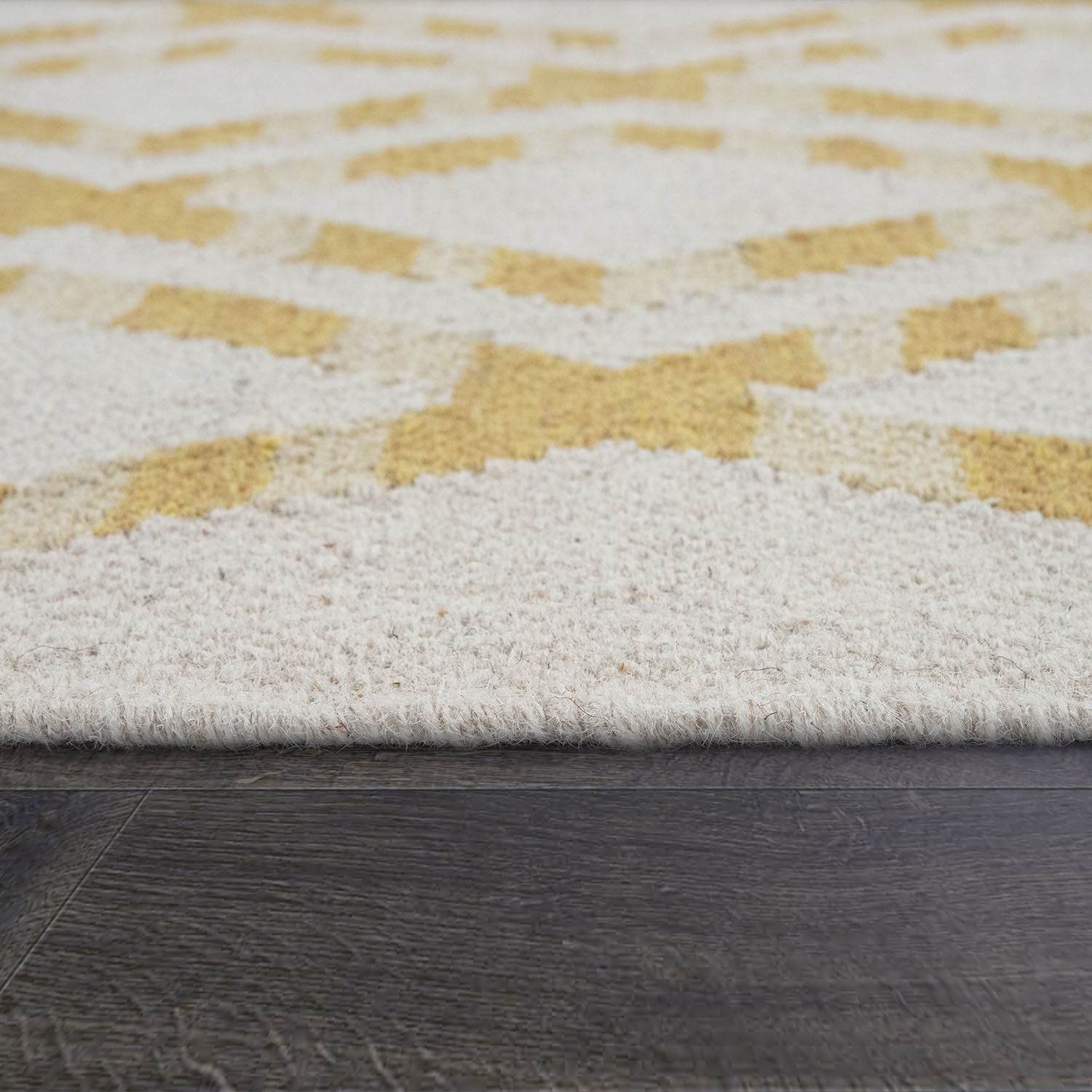 Paco Home Wollteppich »Kenitra 502« rechteckig 12 mm Höhe Flachgewebe, reine Wolle, handgewebt, Rauten Design, mit Fransen