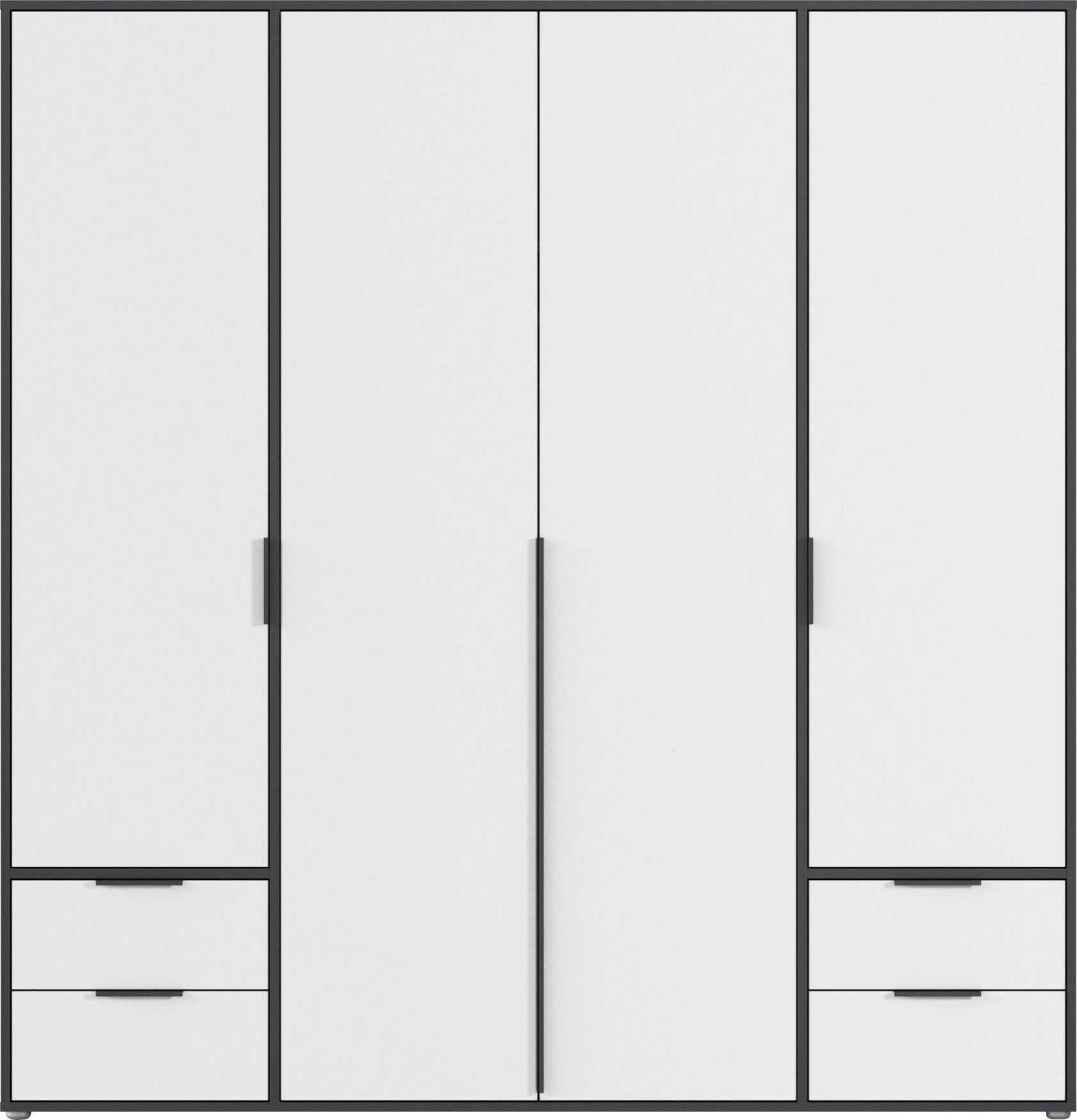 rauch Drehtürenschrank »Kleiderschrank Schrank Garderobe Wäscheschrank NAGATA viel Stauraum«, (in 3 verschiedenen Ausstattungen BASIC/CLASSIC/PREMIUM), mit Schubladen sowie Stangengriffen TOPSELLER MADE IN GERMANY