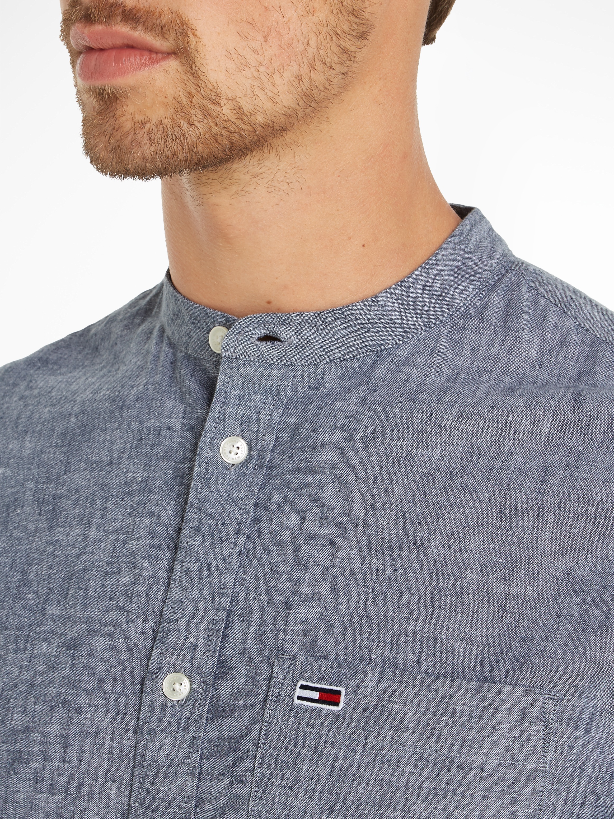 Tommy Jeans Langarmhemd »TJM REG MAO LINEN BLEND SHIRT«, in melierter Optik