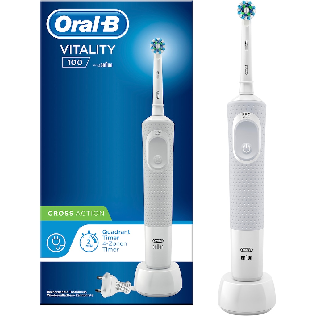 Oral-B Elektrische Zahnbürste »Vitality 100 CrossAction Weiß«, 1 St. Aufsteckbürsten