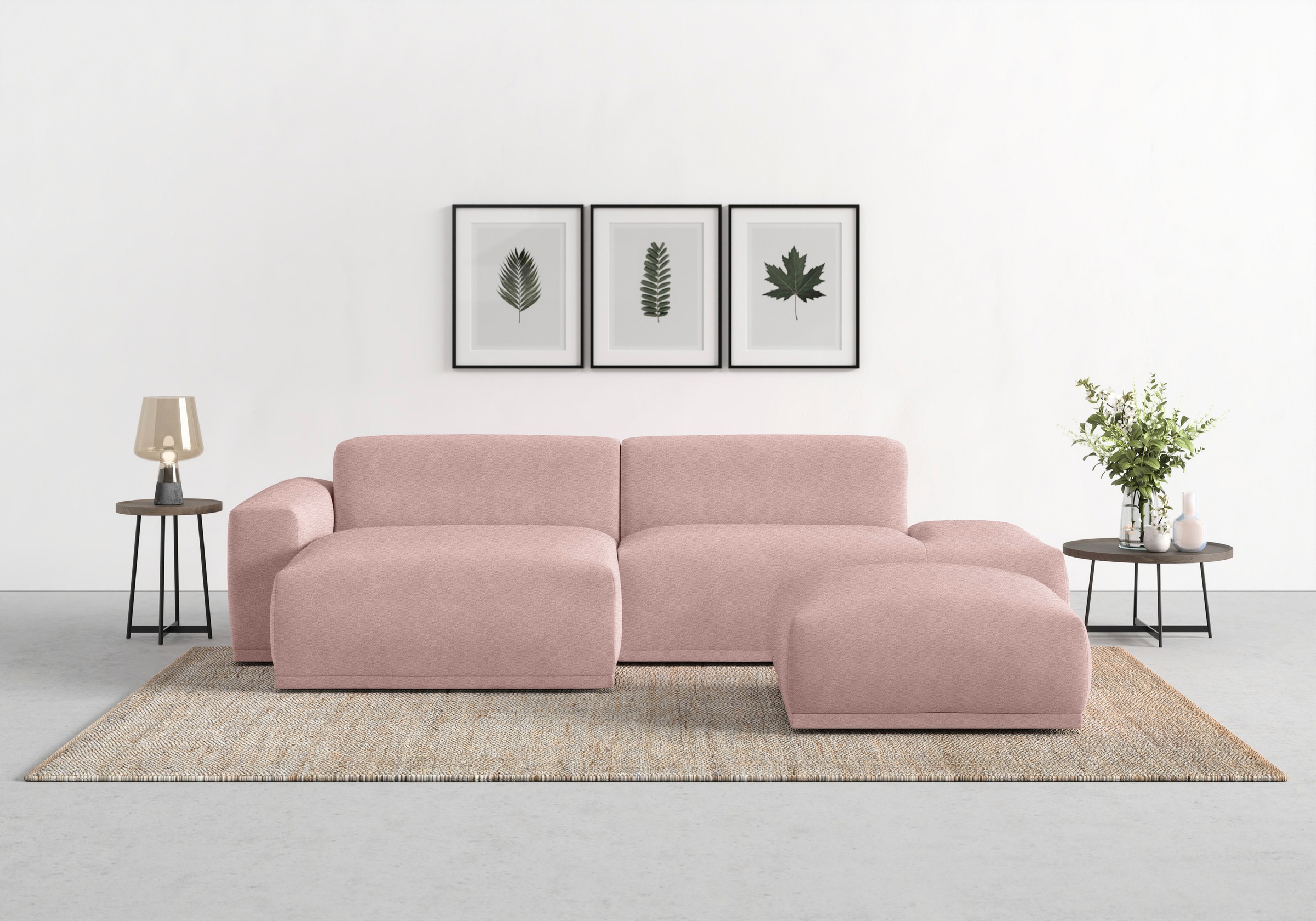 TRENDMANUFAKTUR Ecksofa Braga, aus 2 Teilen, moderner Cord-Stoff