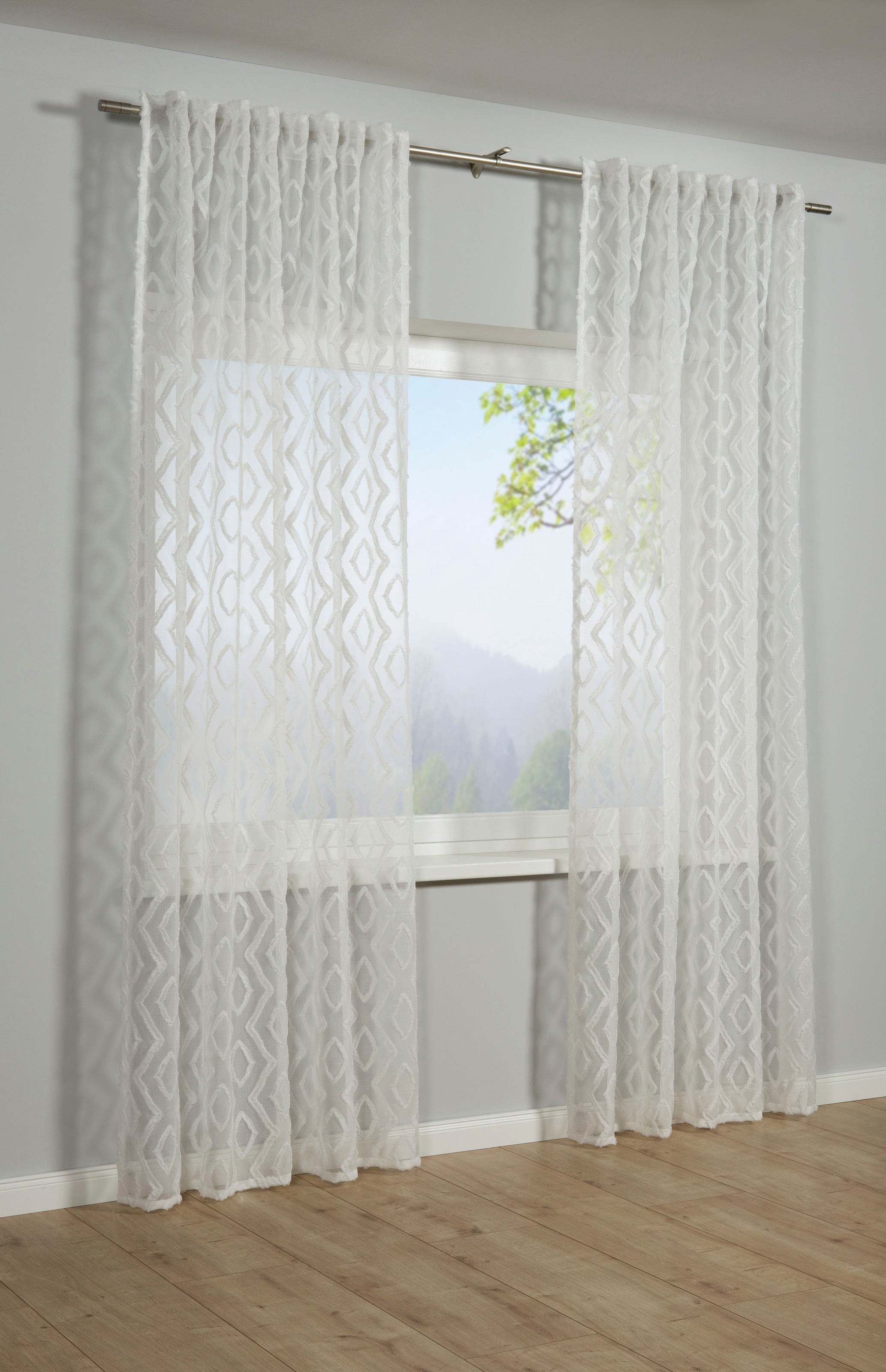 Sehlbach Gardine »Schal Scherli« Schlaufen 1 Stk. tlg. mit Gardinenband und günstig online kaufen