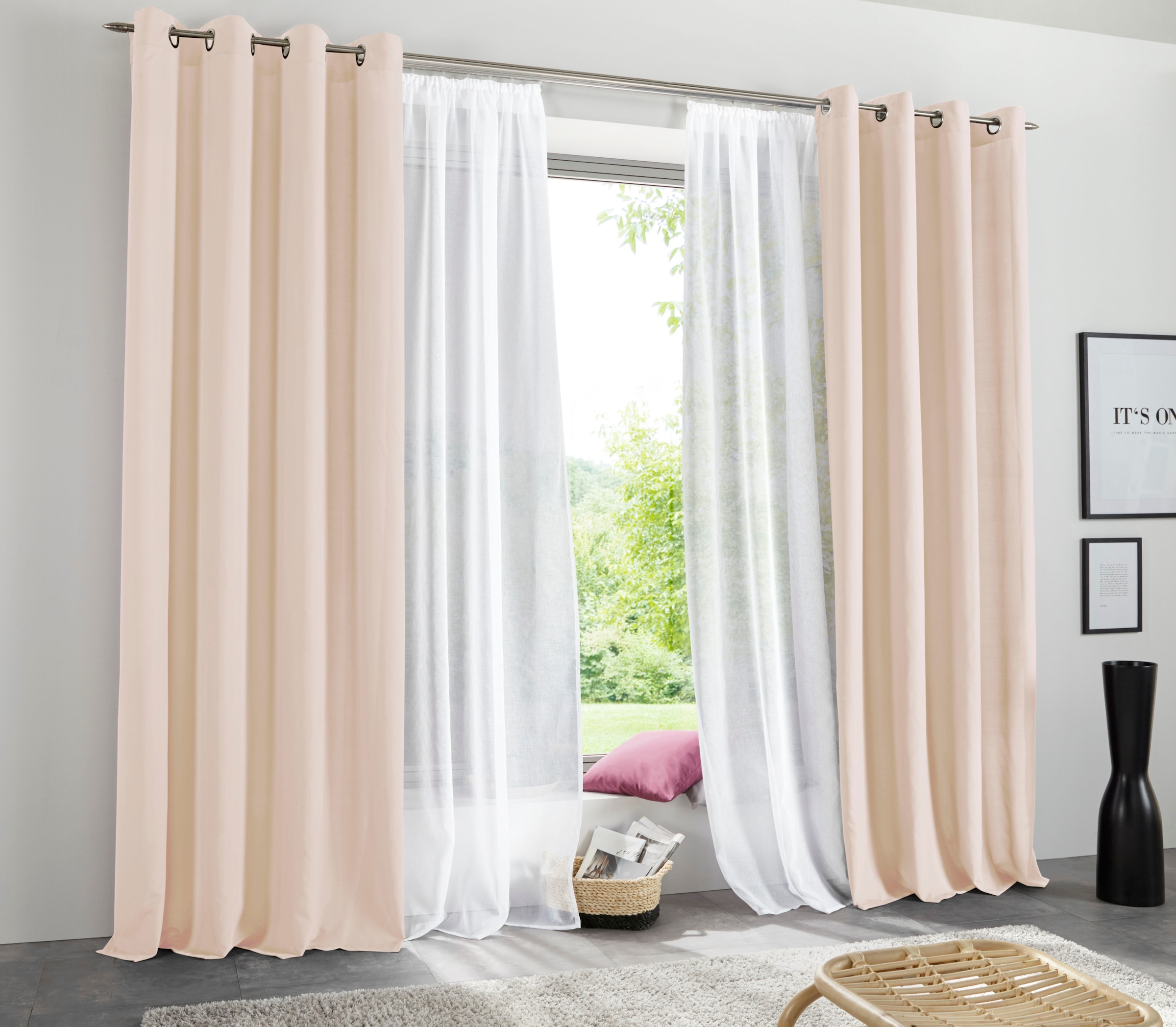my home Vorhang »Raja« Ösen 2 Stk. tlg. 2er-Set, Bestseller, einfarbig, mod günstig online kaufen