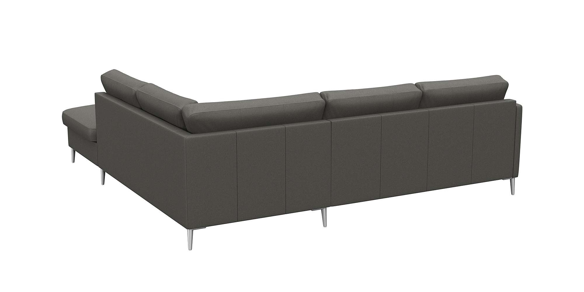 FLEXLUX Ecksofa »Fiore, L-Form«, schmale Armlehnen, Füße alufarben, B/T 234/225 cm, Kaltschaum im Sitz