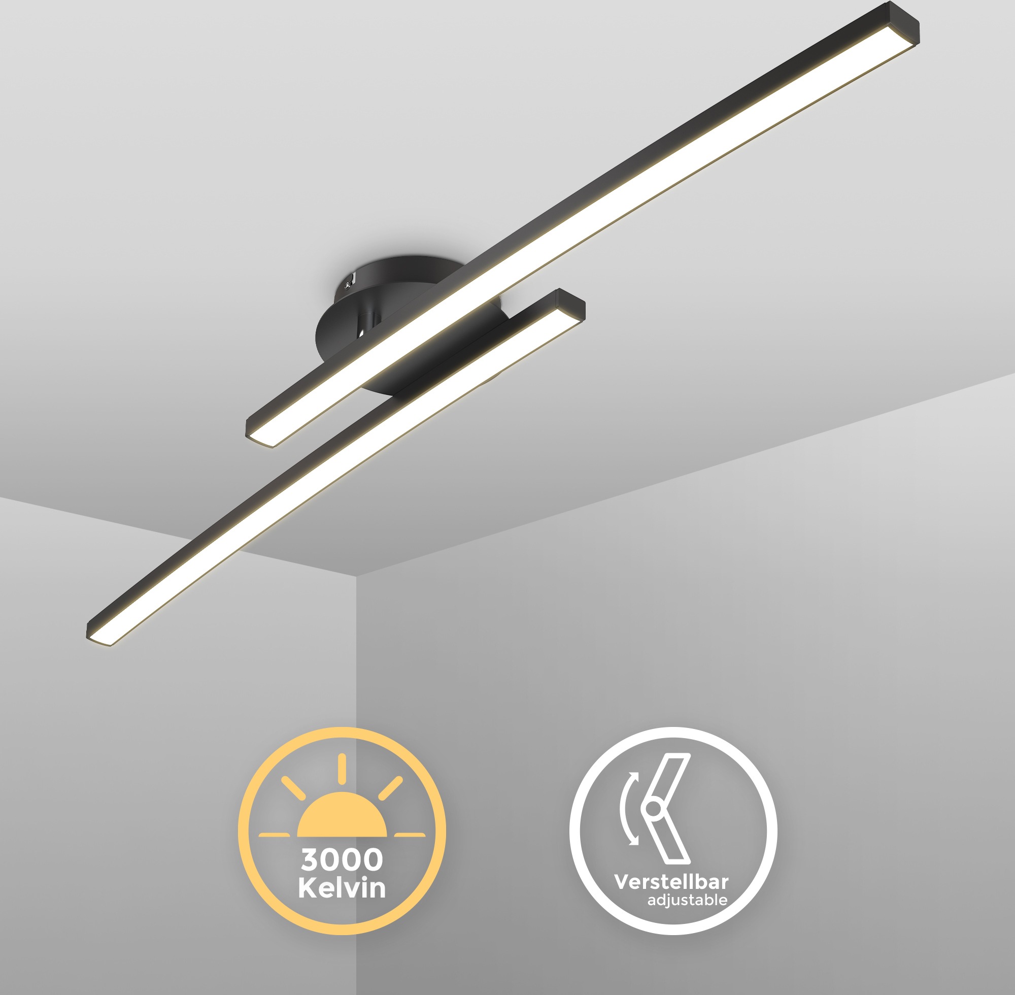 B.K.Licht Deckenleuchte, 2 flammig, Leuchtmittel LED-Modul   LED fest integ günstig online kaufen