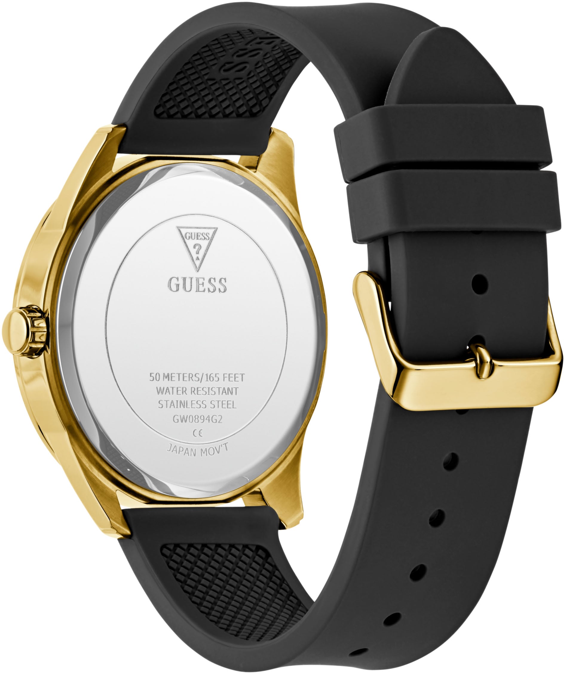 Guess Quarzuhr »ELLIOT«, Armbanduhr, Herrenuhr, Silikonarmband, analog